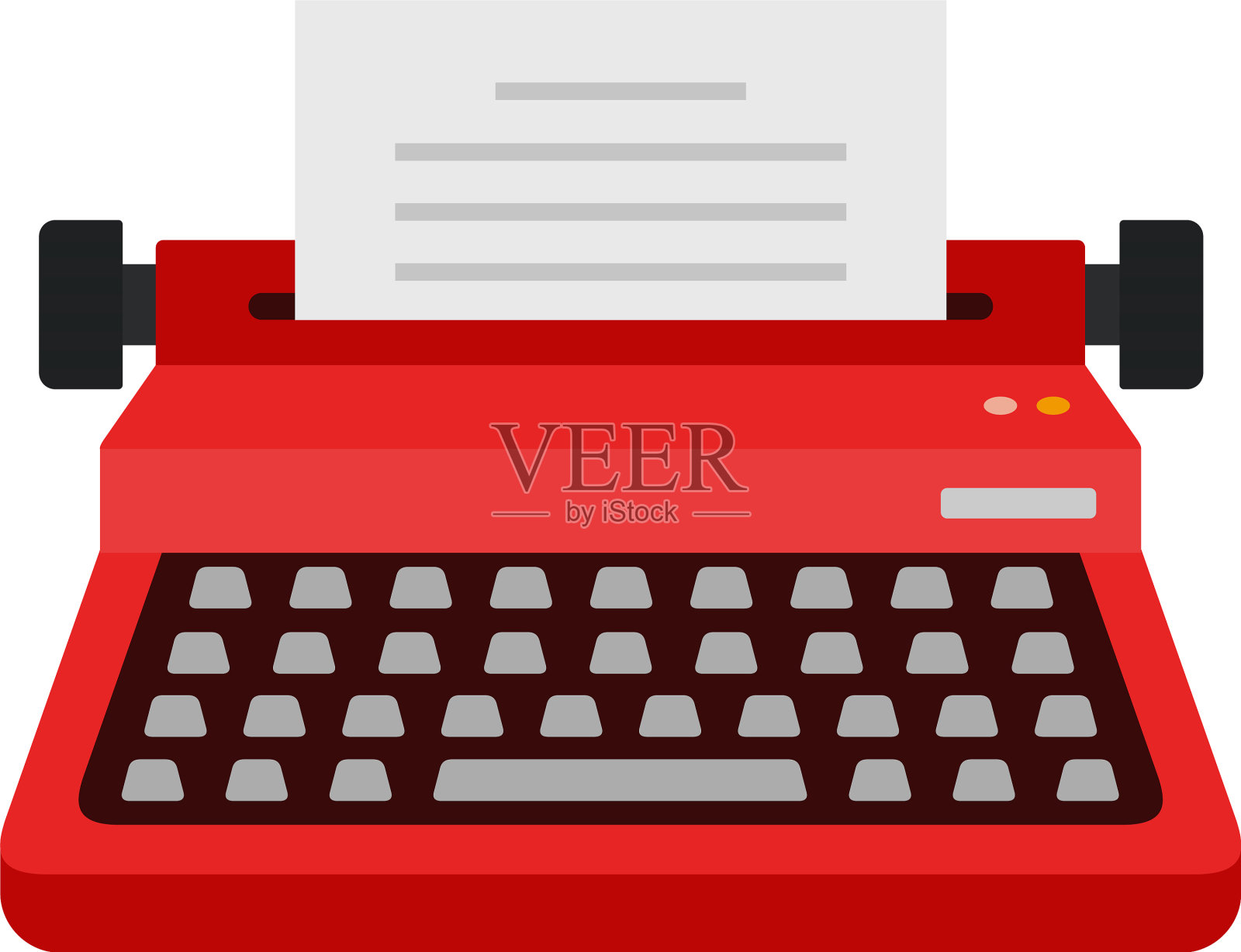 书写红色的打字机图标插画图片素材