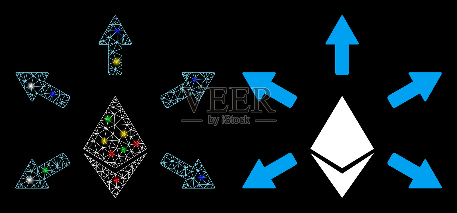 耀斑网格线框以太坊发射图标插画图片素材