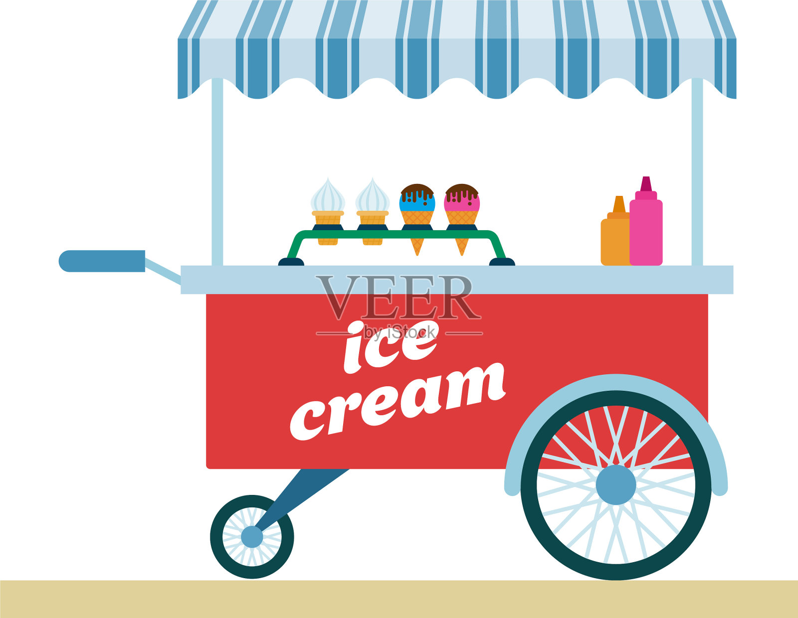 冰淇淋车图标平坦孤立插画图片素材