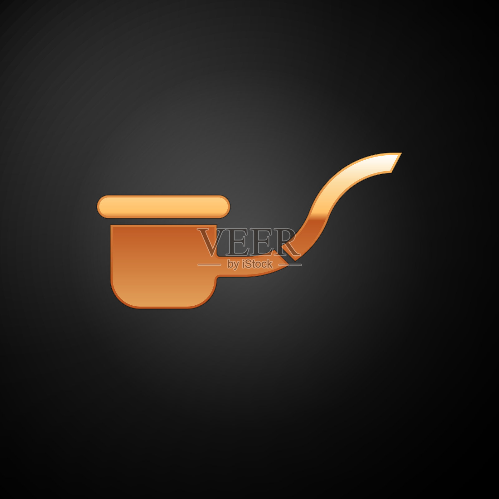 金色烟斗与烟雾图标隔离插画图片素材