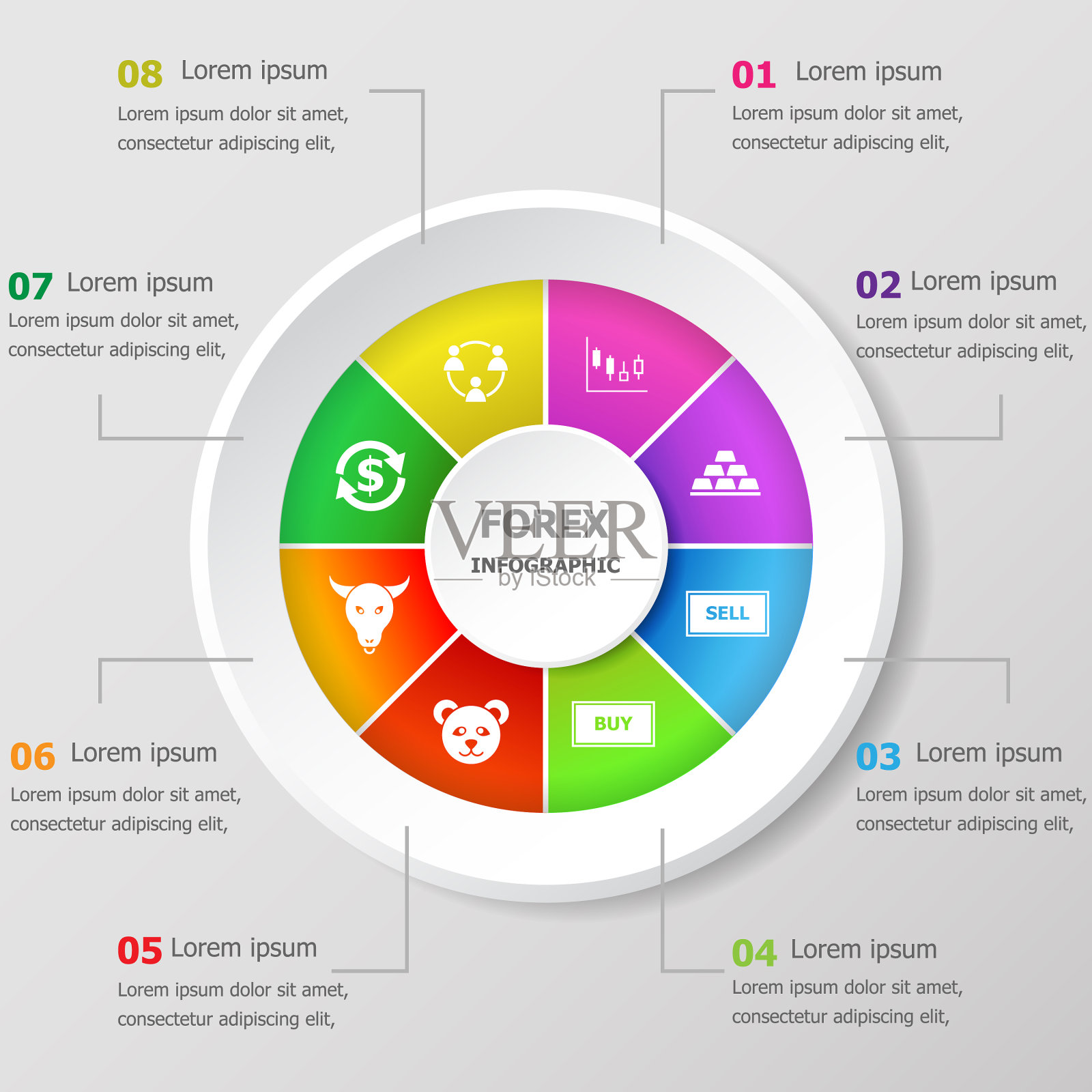 信息图设计模板与外汇图标插画图片素材