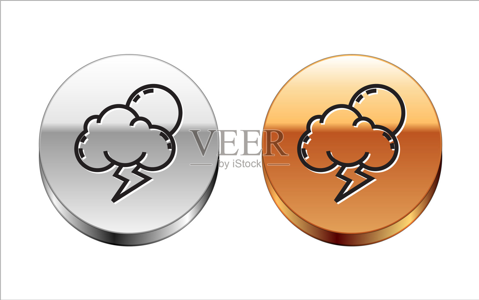 黑线风暴图标孤立在白色背景图标素材