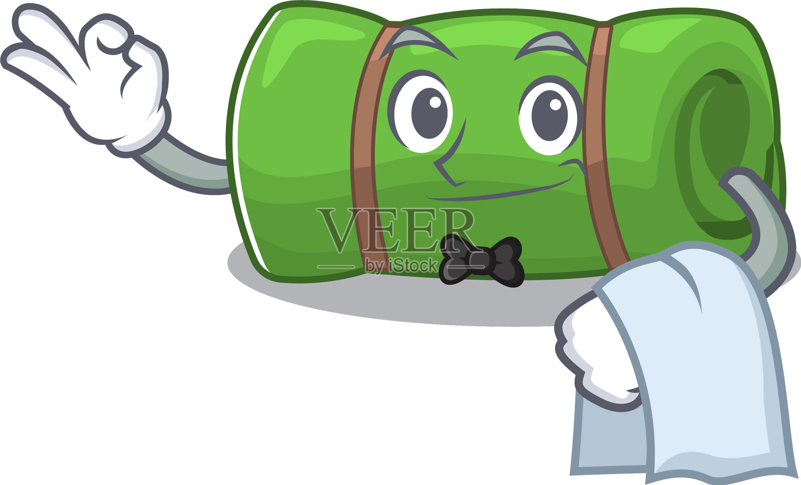 可爱的露营垫卷轴人物站为一设计元素图片