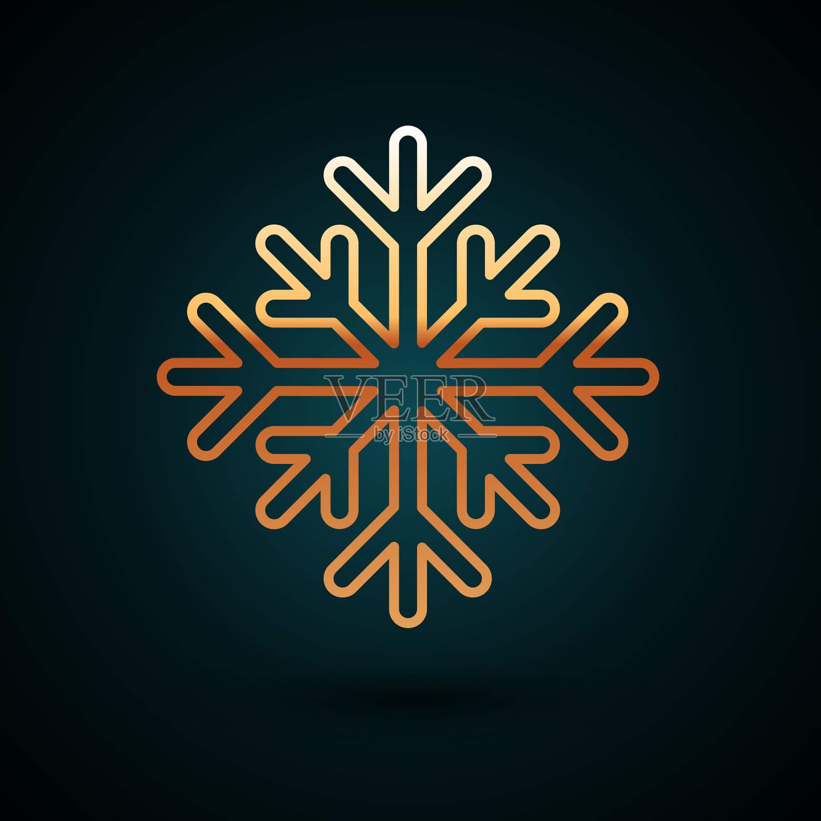 金色线雪花图标孤立在深蓝色插画图片素材