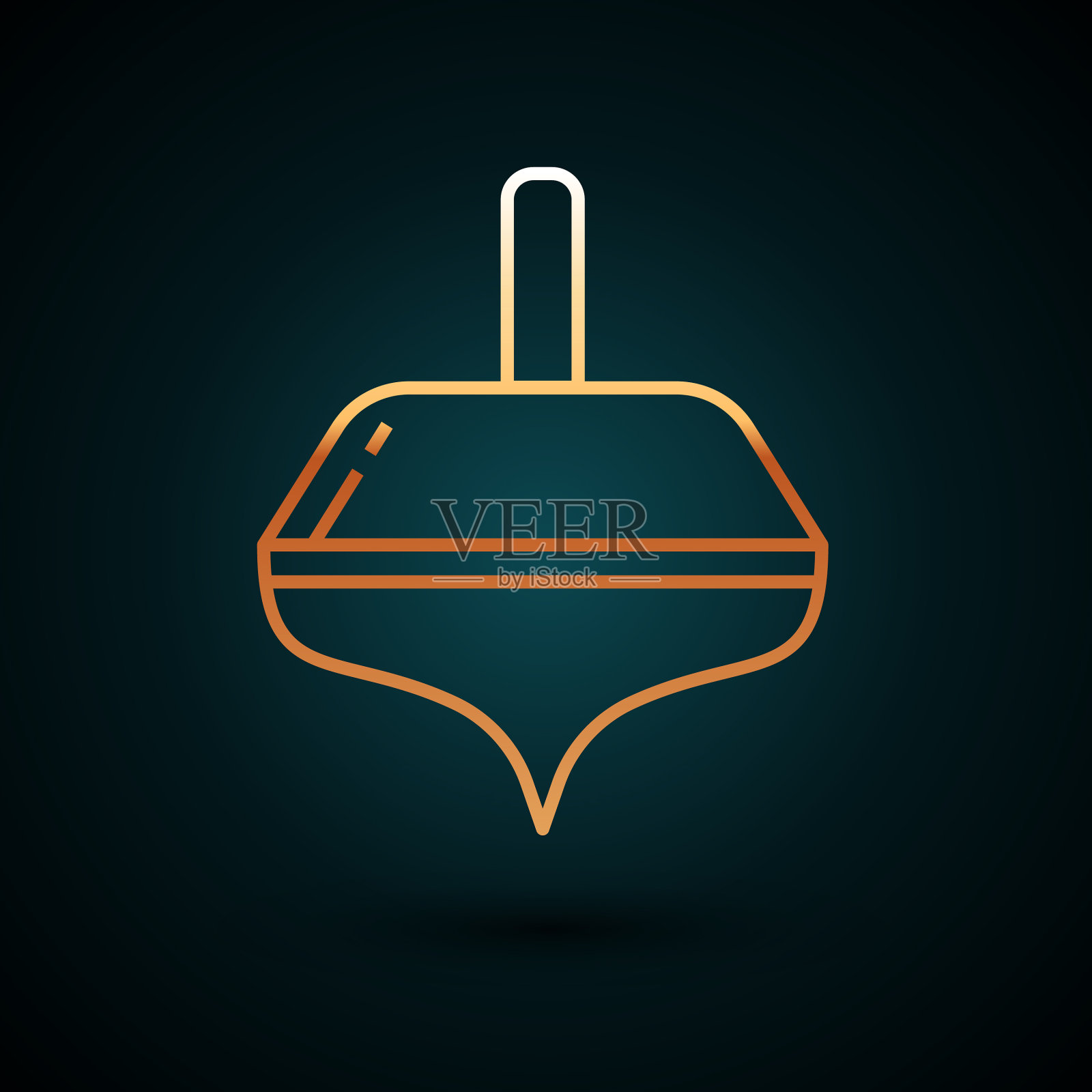 金线光明节陀螺图标孤立在黑暗图标素材