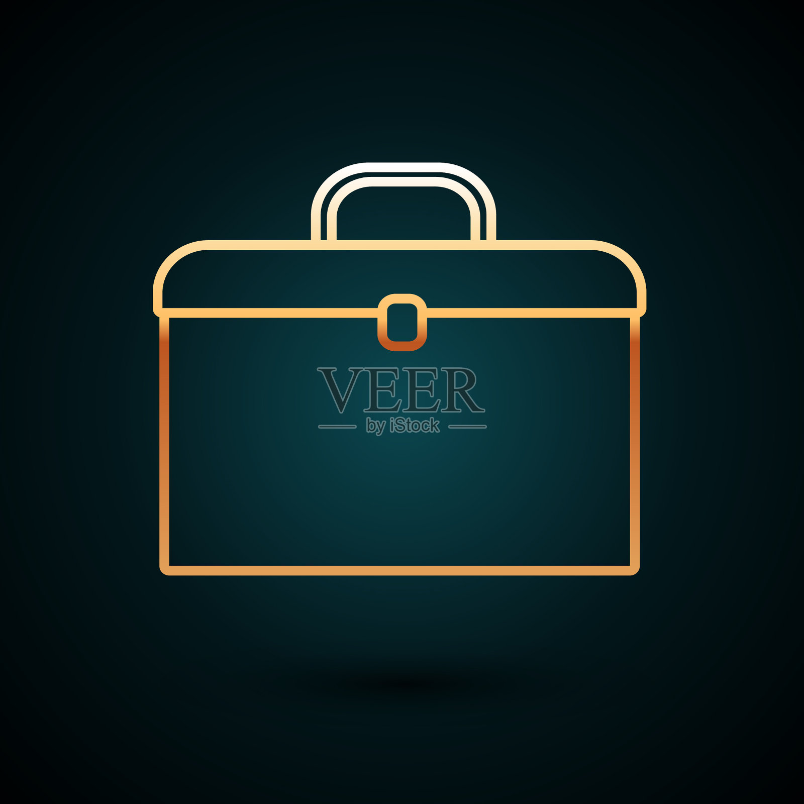 金色线公文包图标孤立在深蓝色插画图片素材