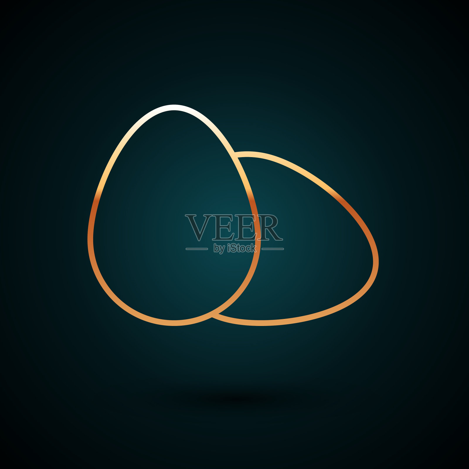 金线鸡蛋图标孤立在深蓝色插画图片素材