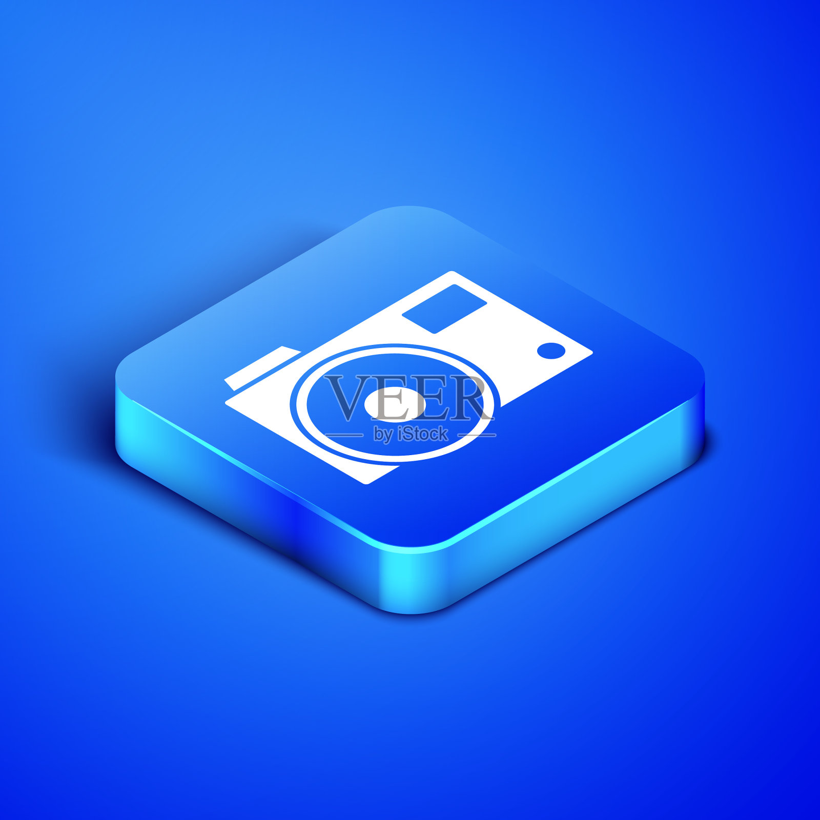 等距摄影相机图标孤立在蓝色图标素材