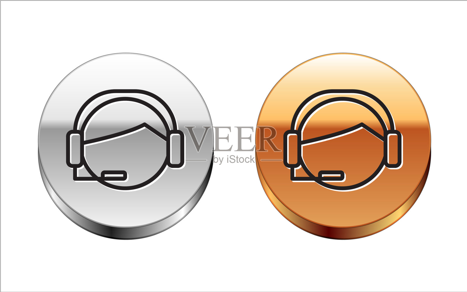 有耳机图标的黑线人图标素材