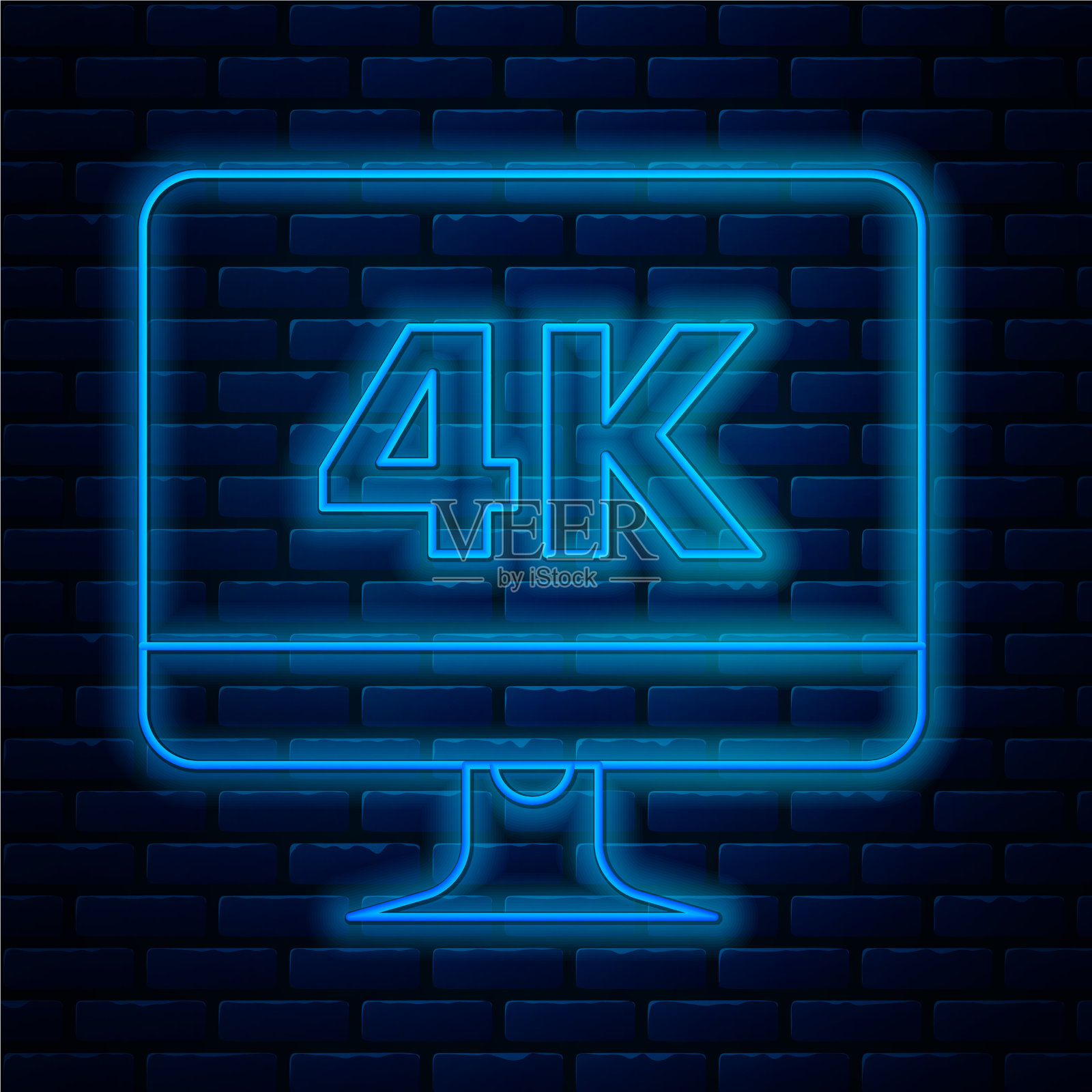 发光的霓虹灯线电脑电脑显示器显示器插画图片素材