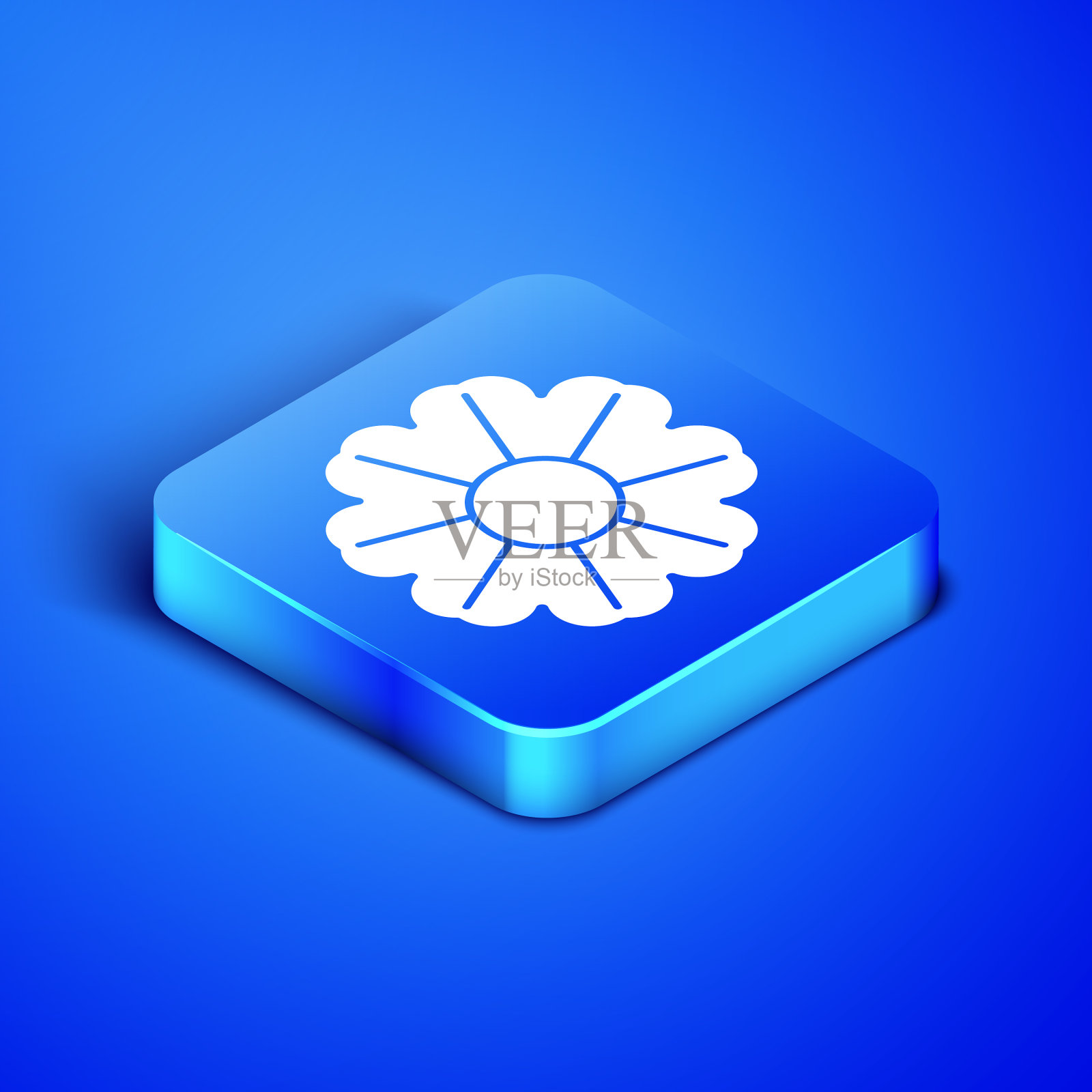 等距花图标孤立在蓝色背景图标素材