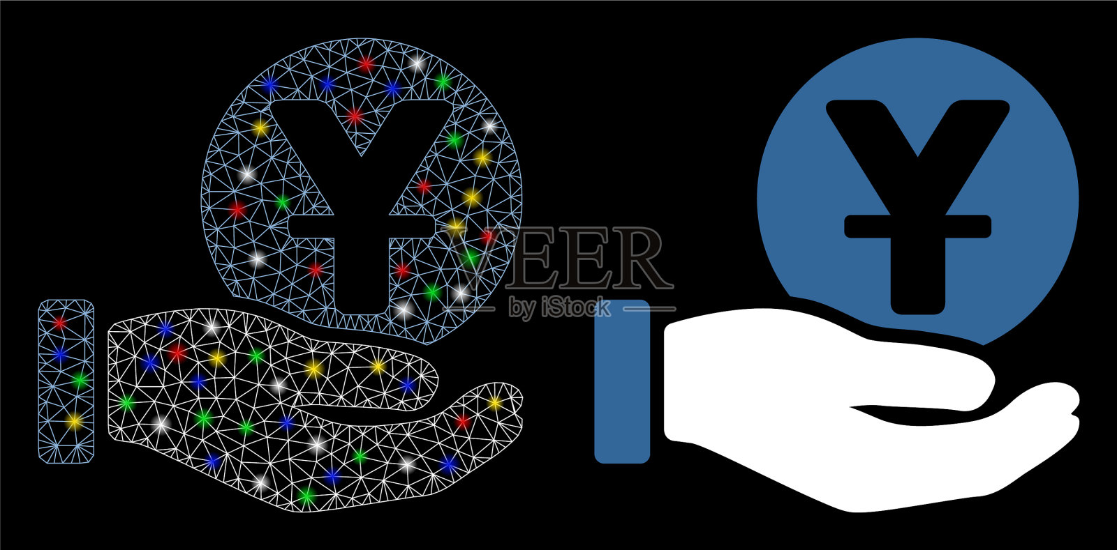 发光网元币支付手图标插画图片素材