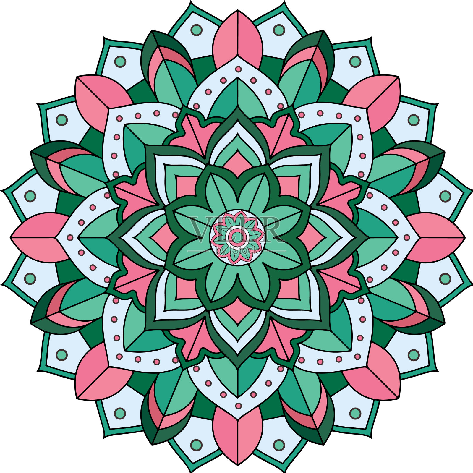 曼荼罗模式孤立的背景插画图片素材