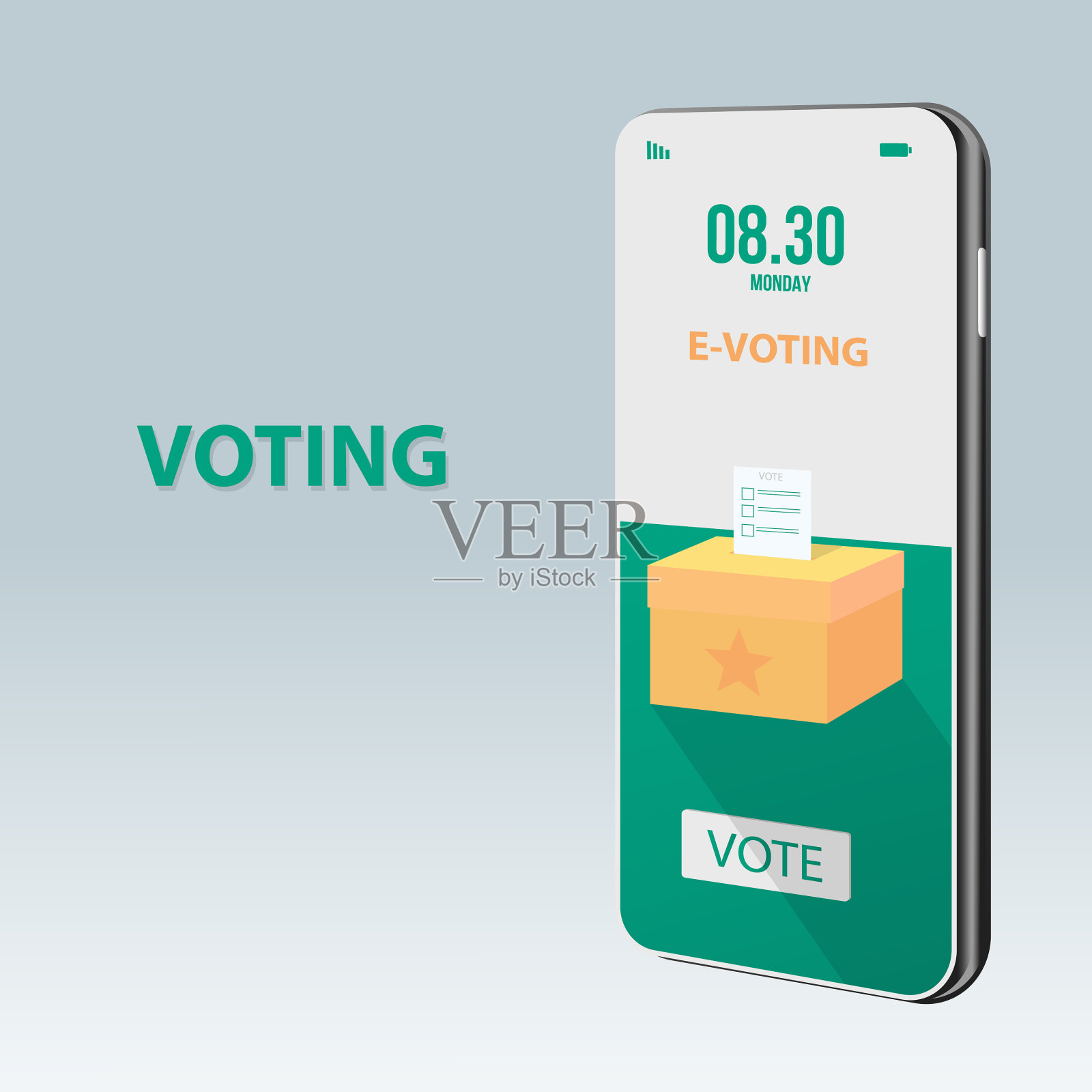 平面三维等距商人手推投票插画图片素材