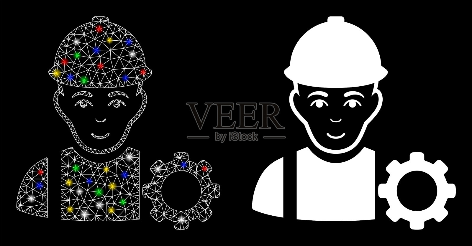 发光的网格2d修理人员图标耀斑插画图片素材