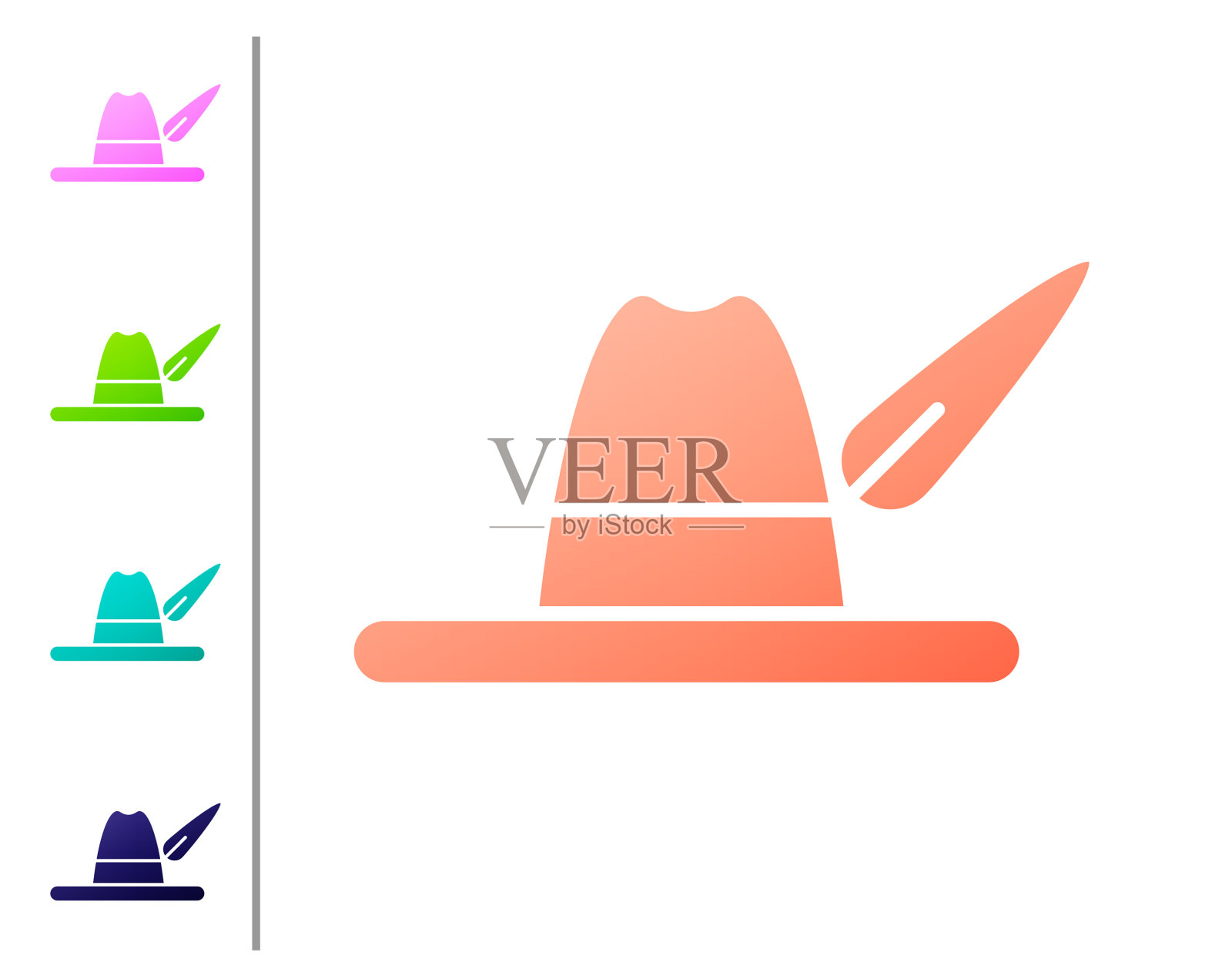 珊瑚啤酒节帽子图标孤立在白色插画图片素材