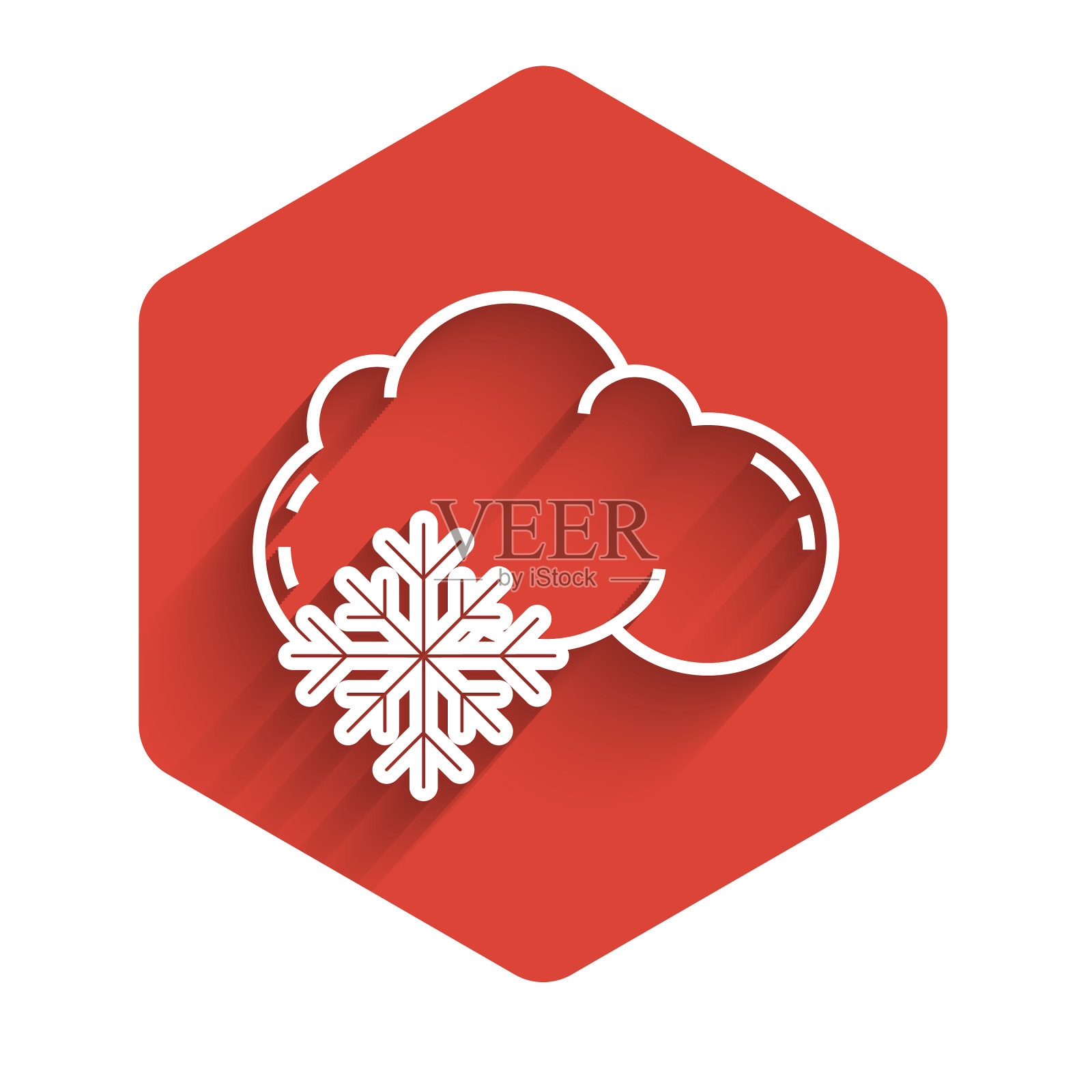 白色线云与雪的图标孤立与长插画图片素材