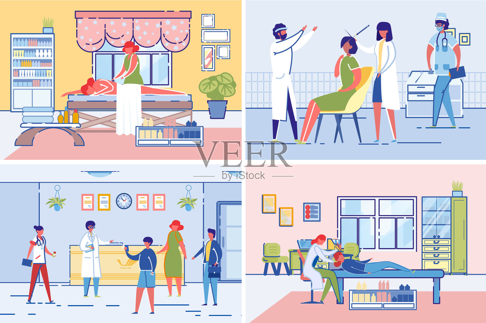 美容门诊程序及接待大厅设置插画图片素材