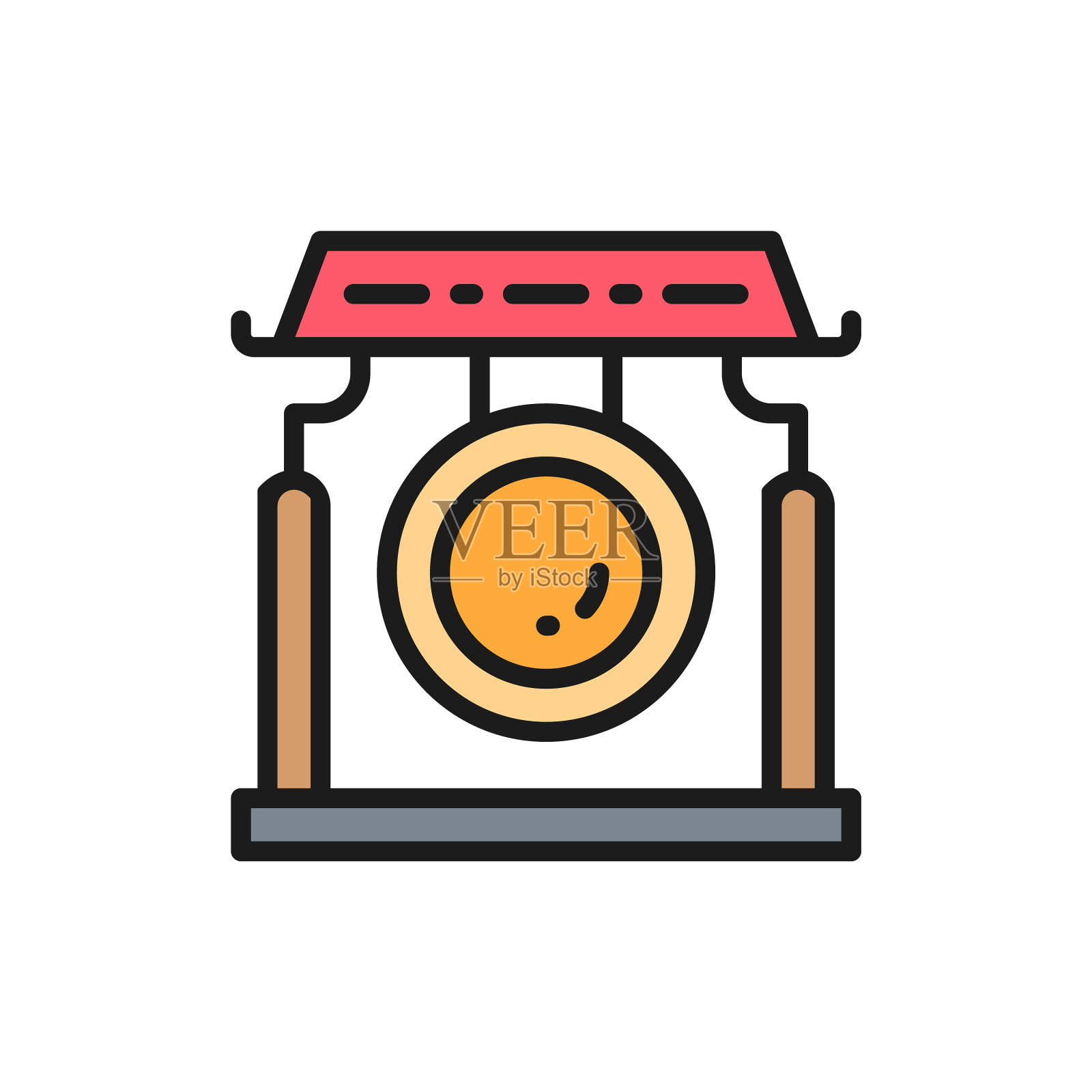 中国锣是亚洲乐器单色图标素材