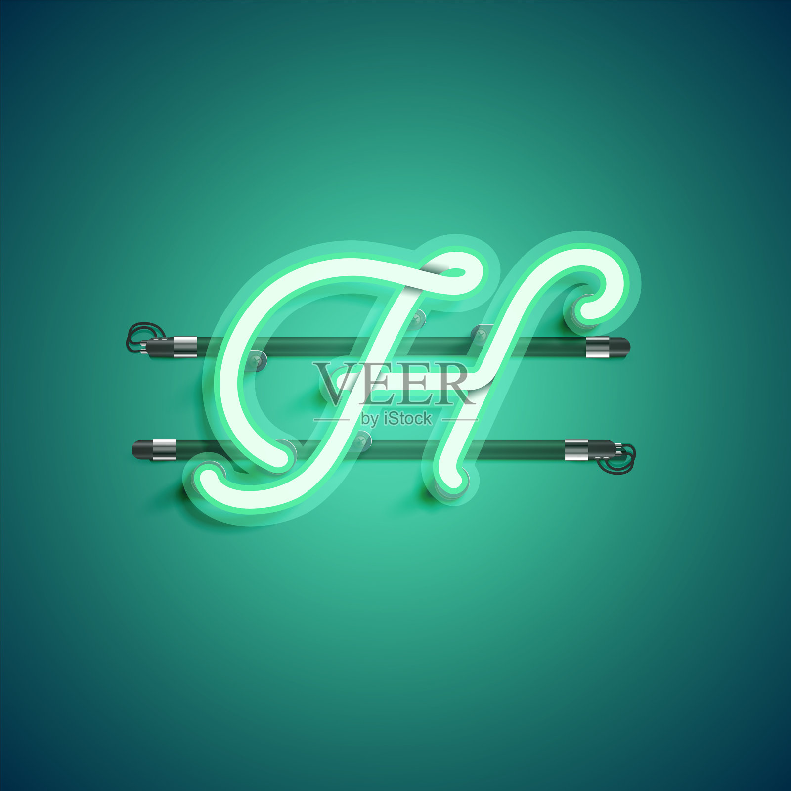 绿色霓虹灯字符插画图片素材