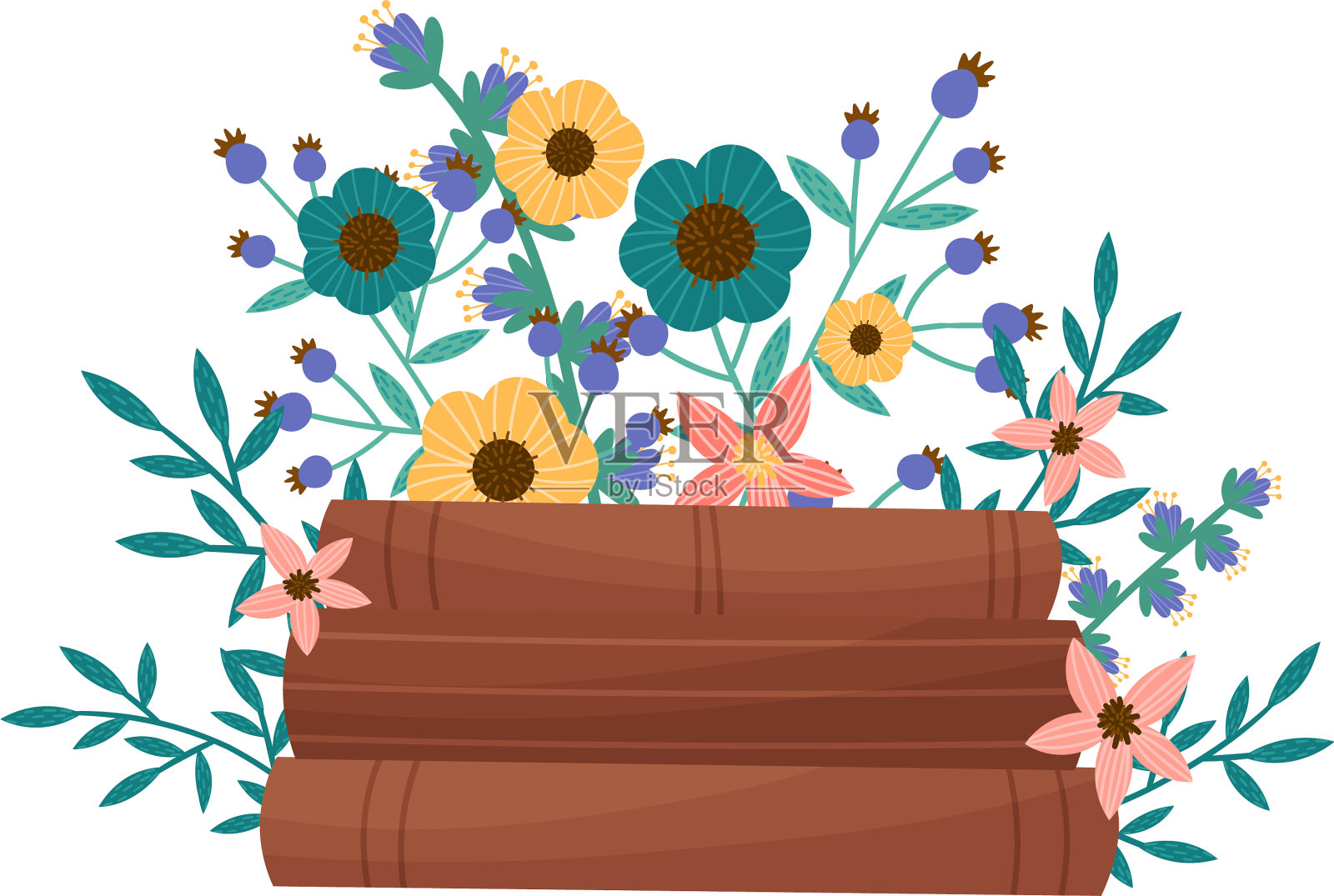 把书用精装本堆在地上插画图片素材