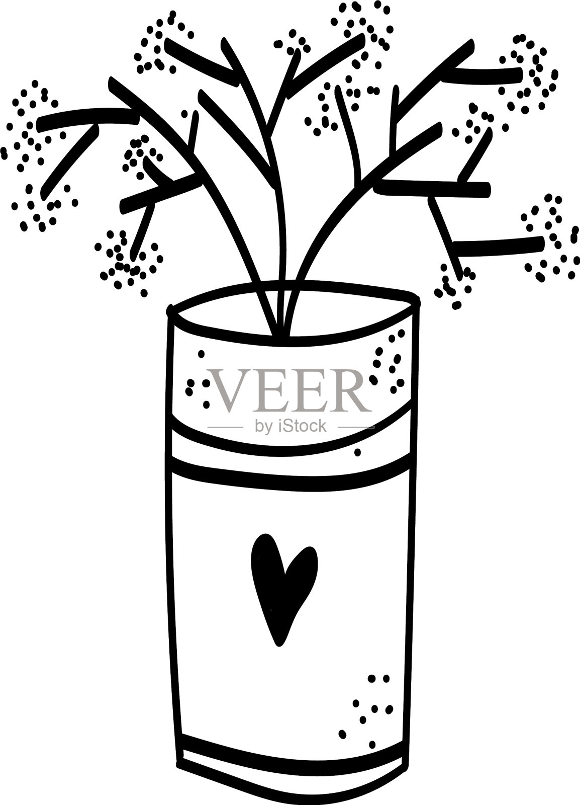 可爱的家植物单手绘元素hygge设计元素图片