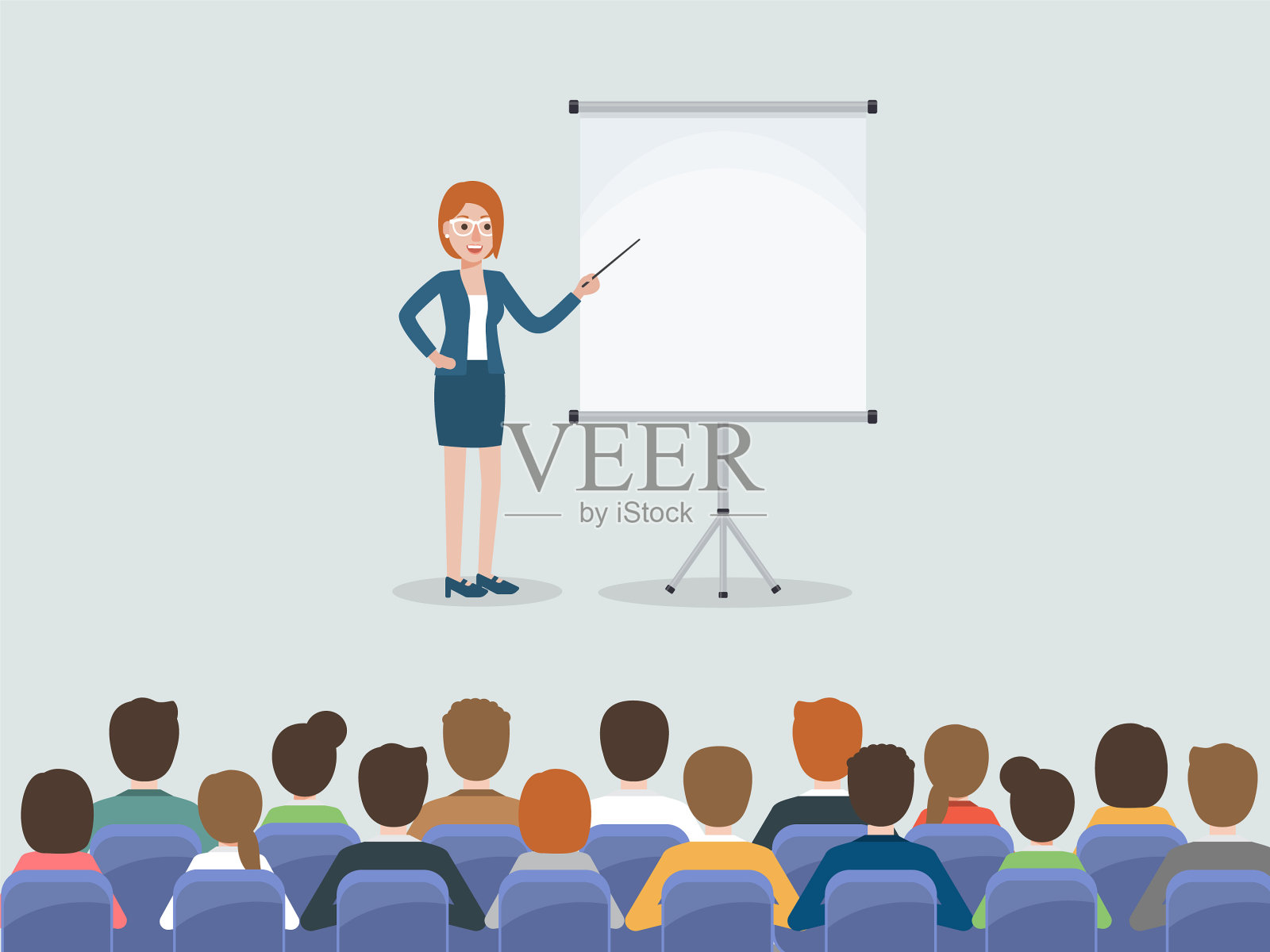 商务人士在会议室开会插画图片素材