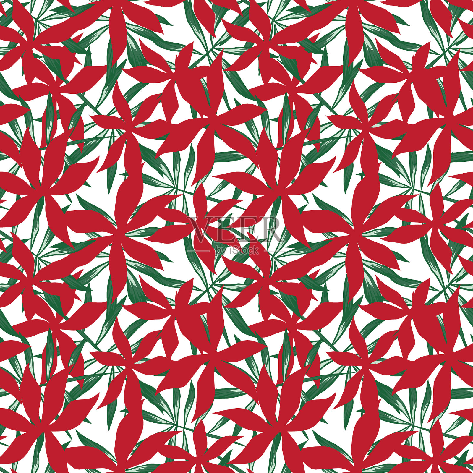 五彩缤纷的热带花卉无缝图案插画图片素材