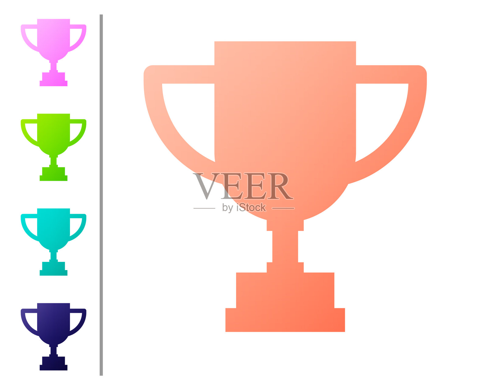 珊瑚奖杯图标孤立在白色背景图标素材