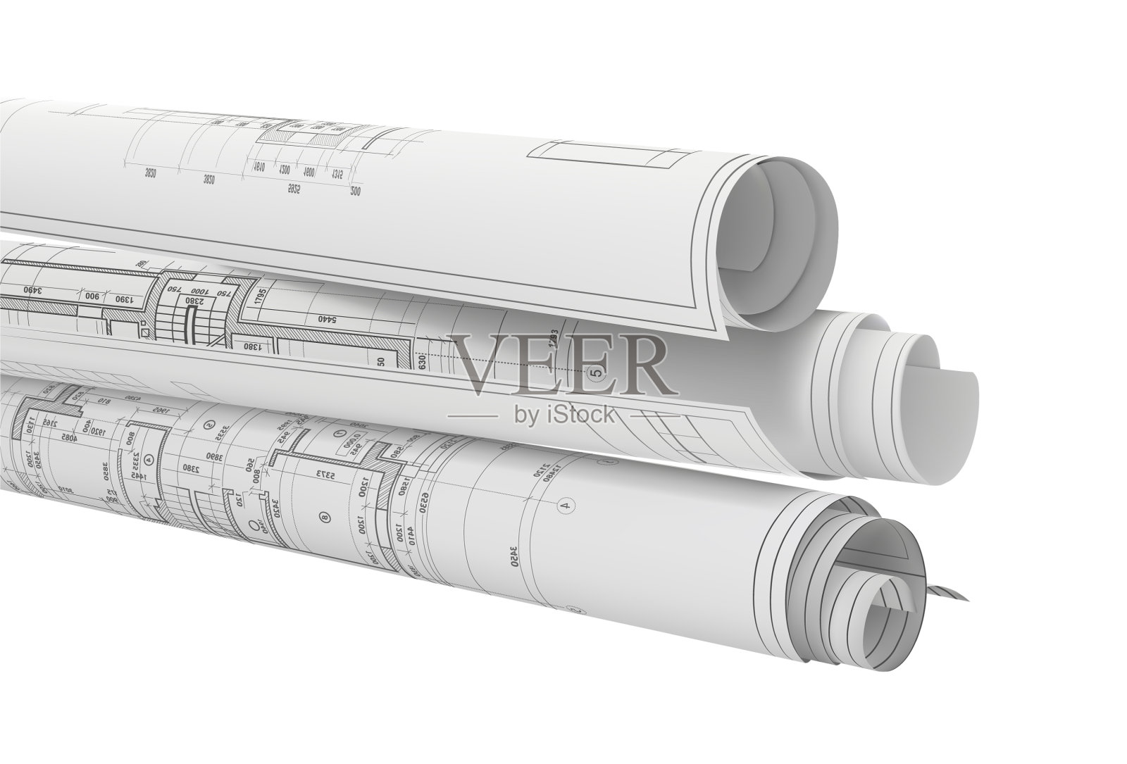 卷积图施工图插画图片素材