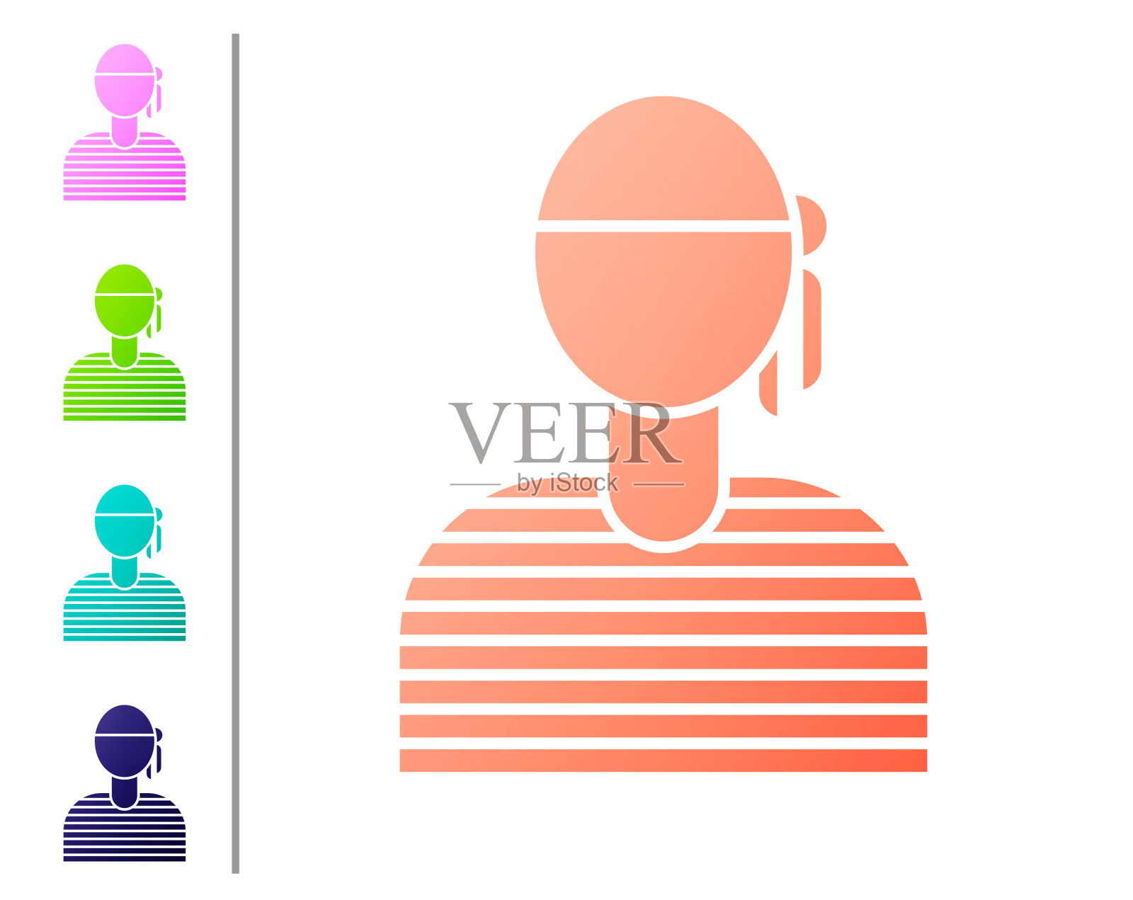 珊瑚水手船长图标孤立在白色插画图片素材