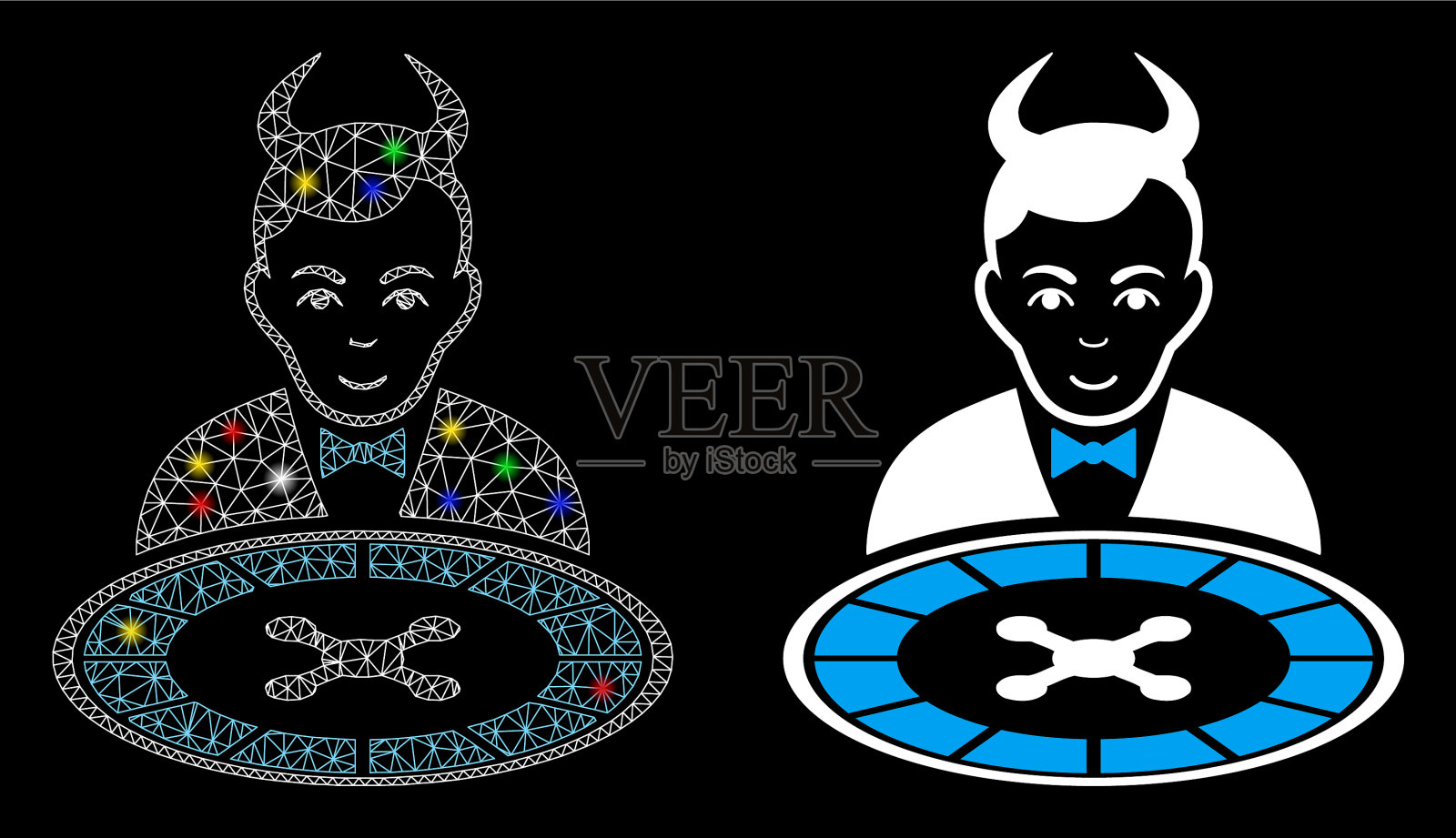 耀斑网魔鬼轮盘赌经销商图标插画图片素材