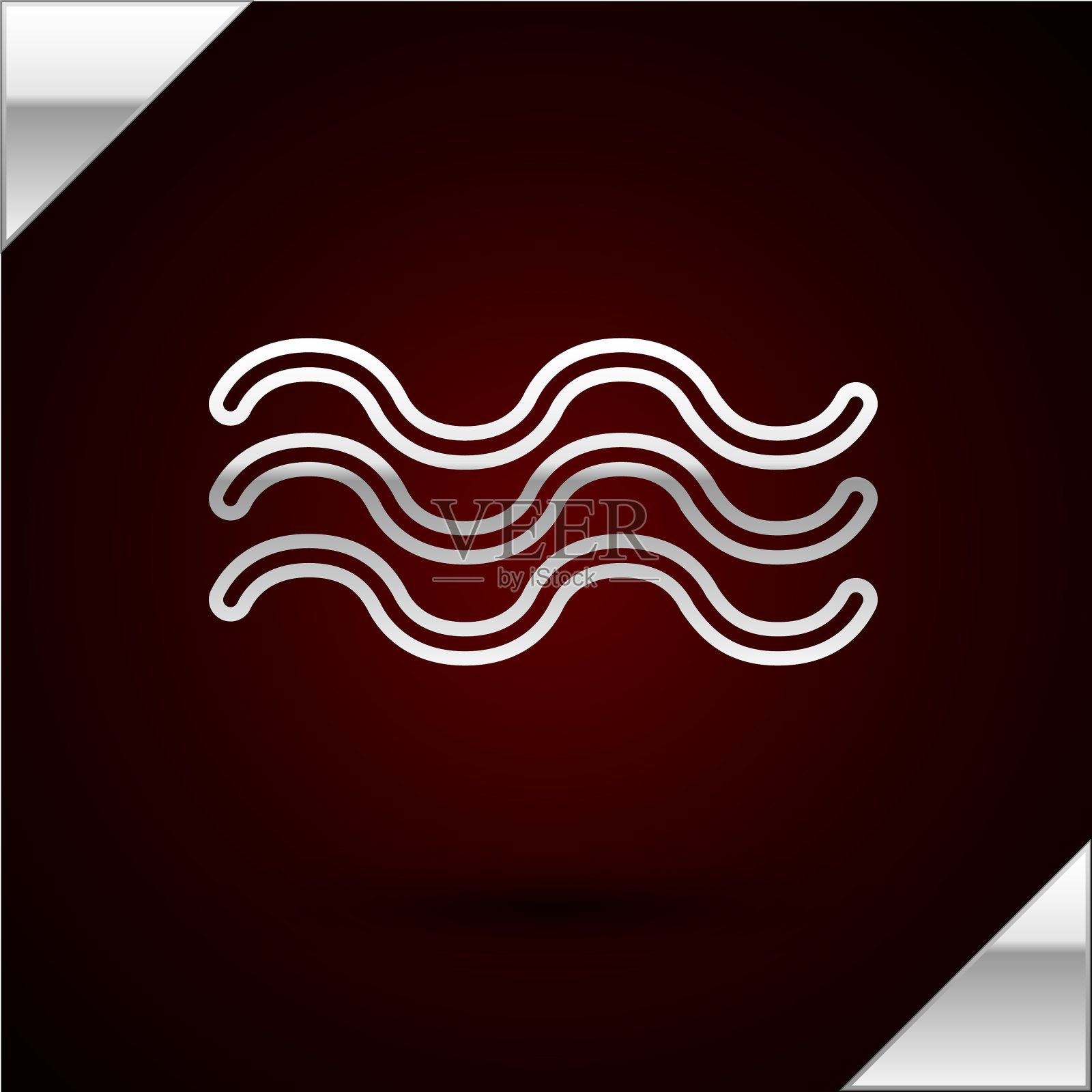 银线波图标孤立在暗红色插画图片素材