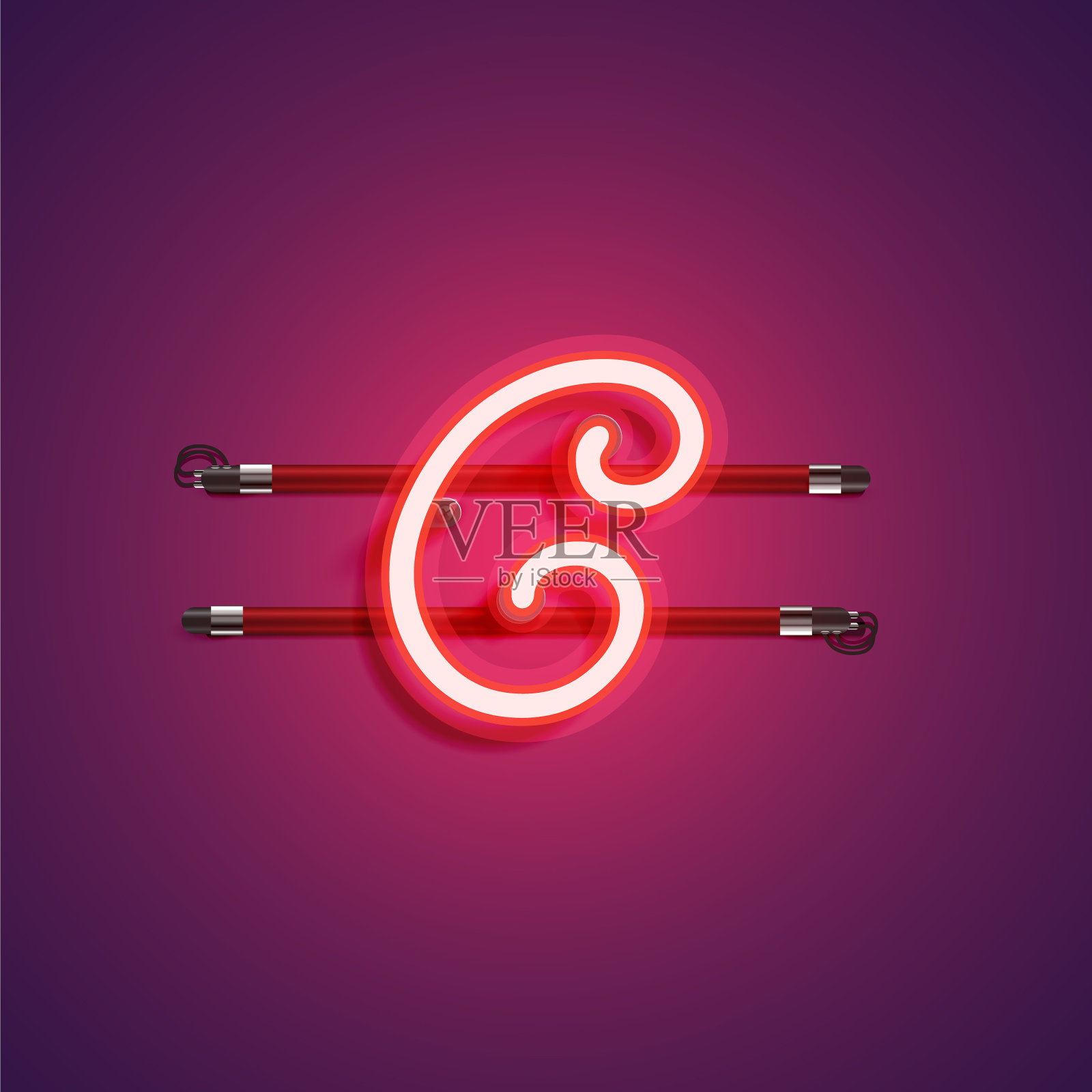 紫色霓虹人物插画图片素材