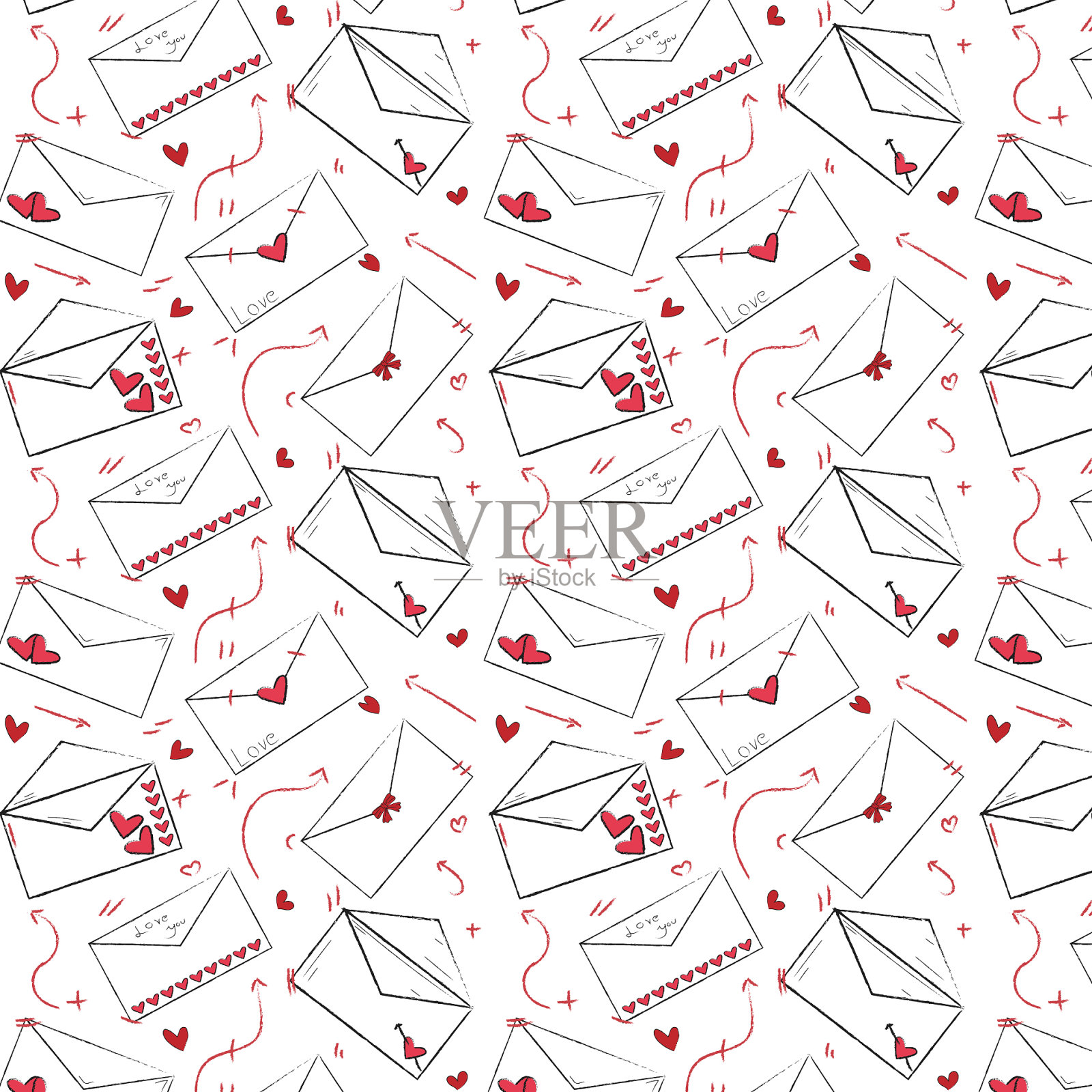 孟菲斯图案，情人节快乐插画图片素材