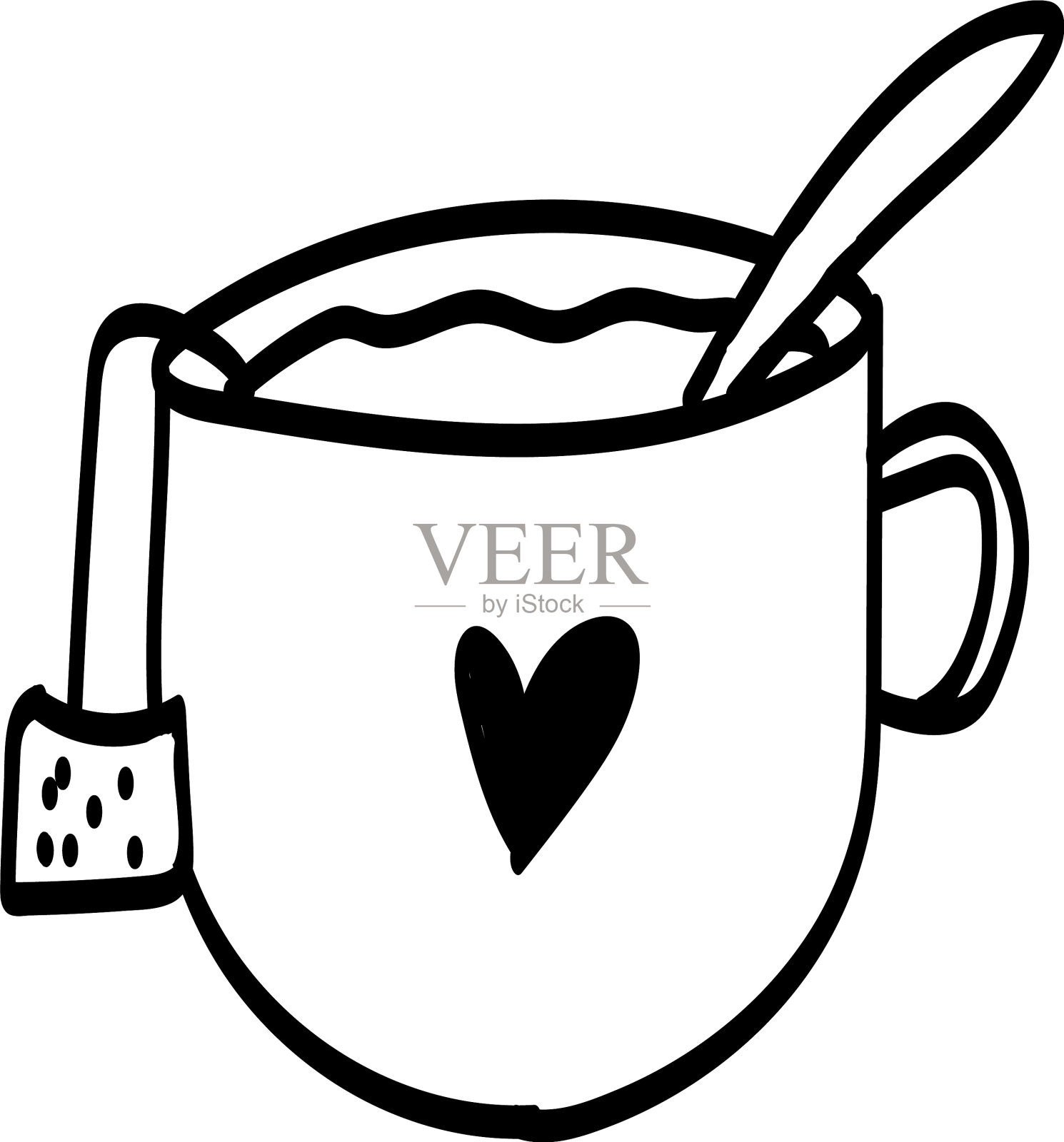 杯咖啡或茶单手画元素设计元素图片