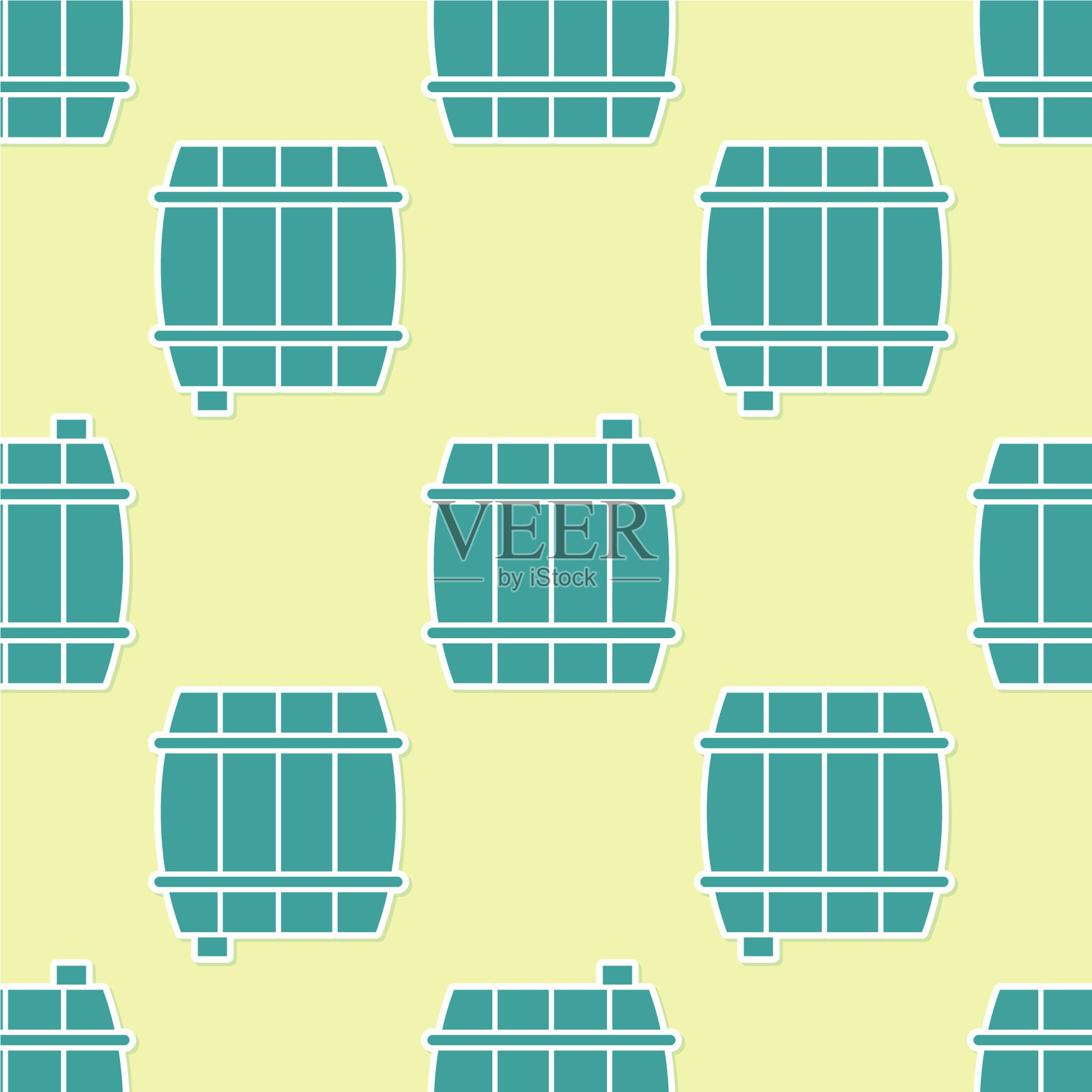 绿色木桶图标隔离无缝模式插画图片素材