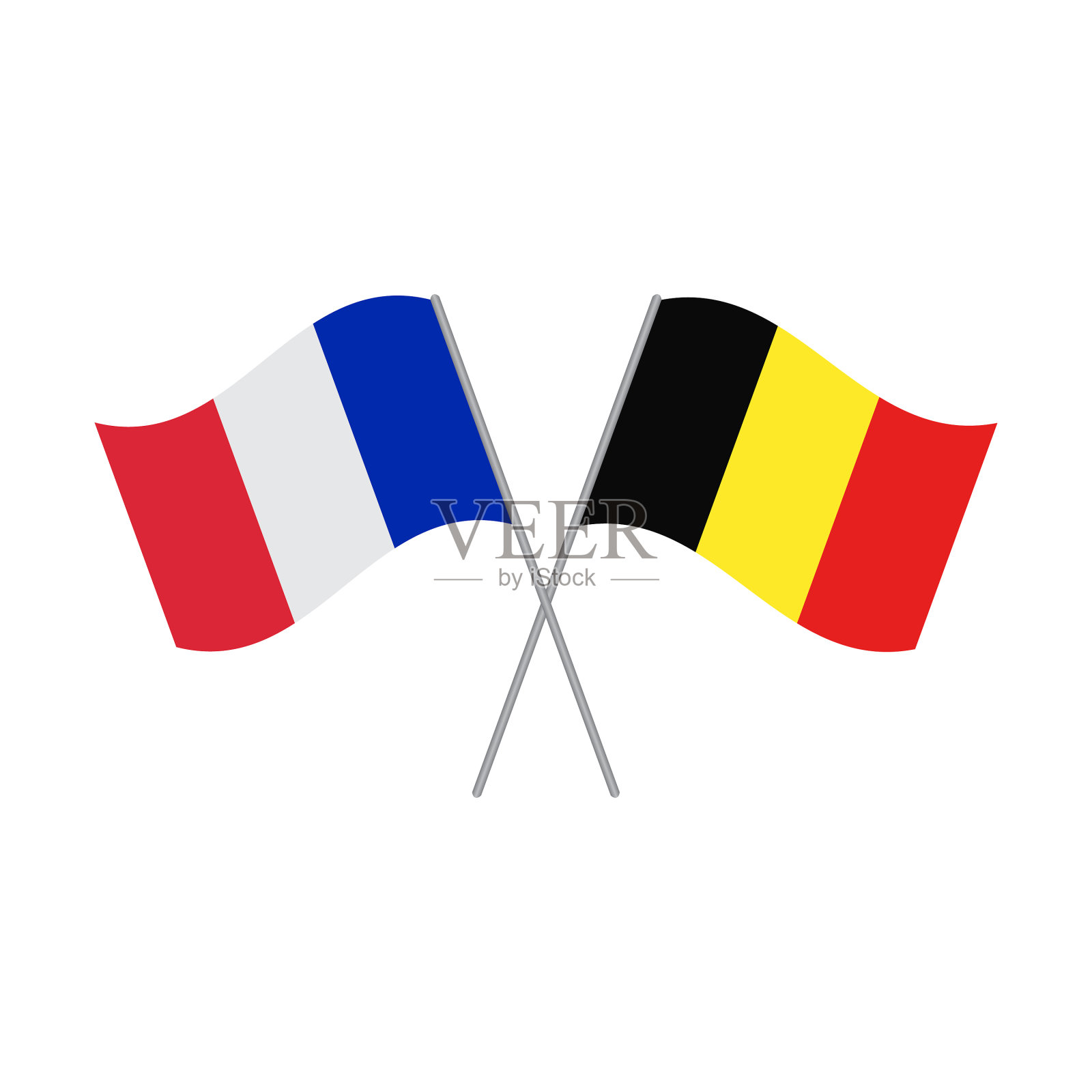 法国和德国的国旗孤立在白色之上插画图片素材