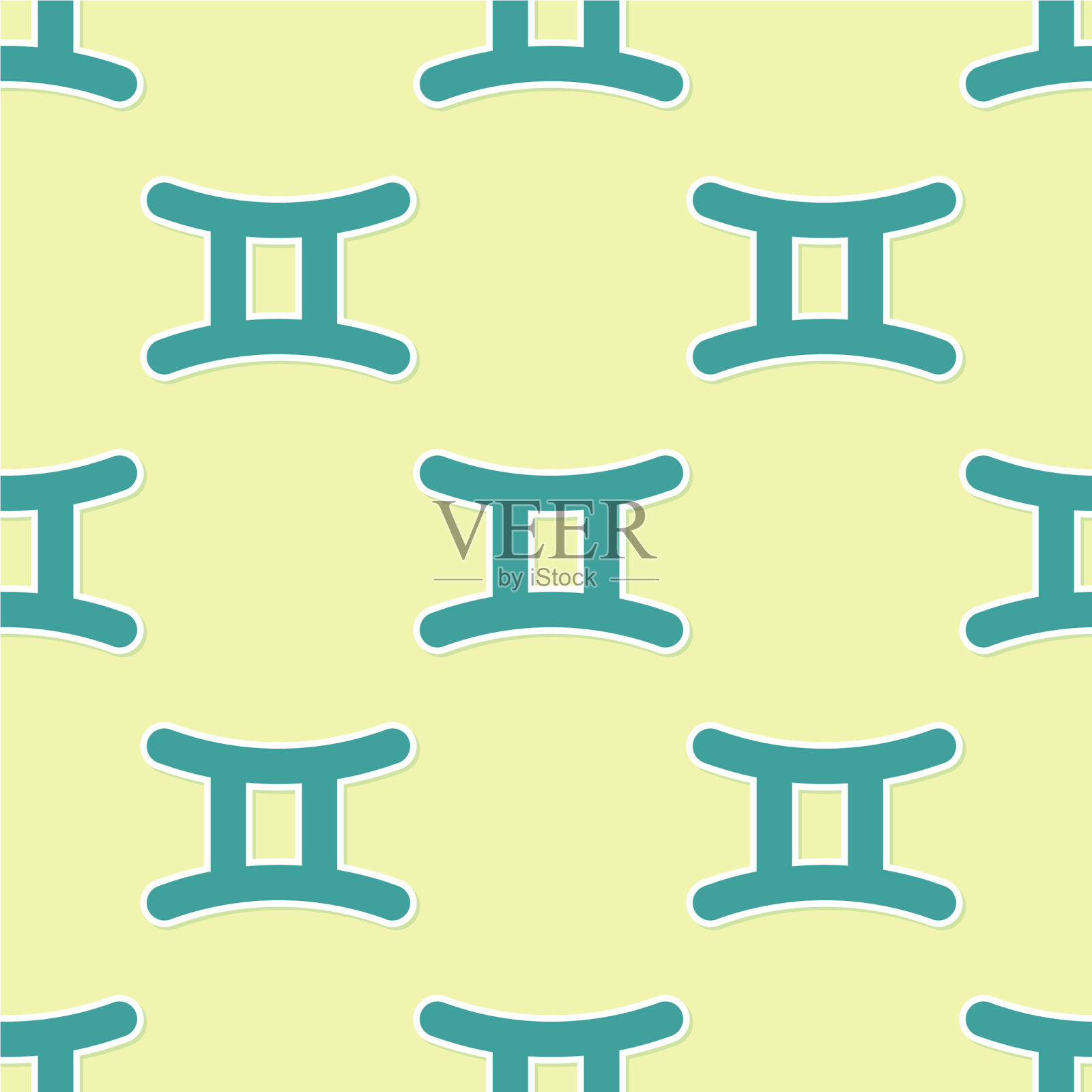 绿色双子星座星座孤立无缝图标插画图片素材