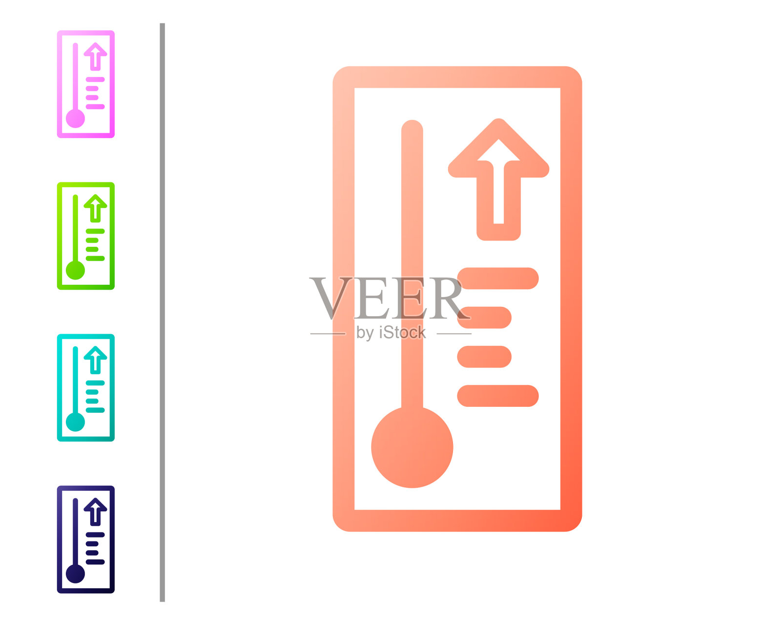 测量热量和温度的珊瑚气象温度计图标素材