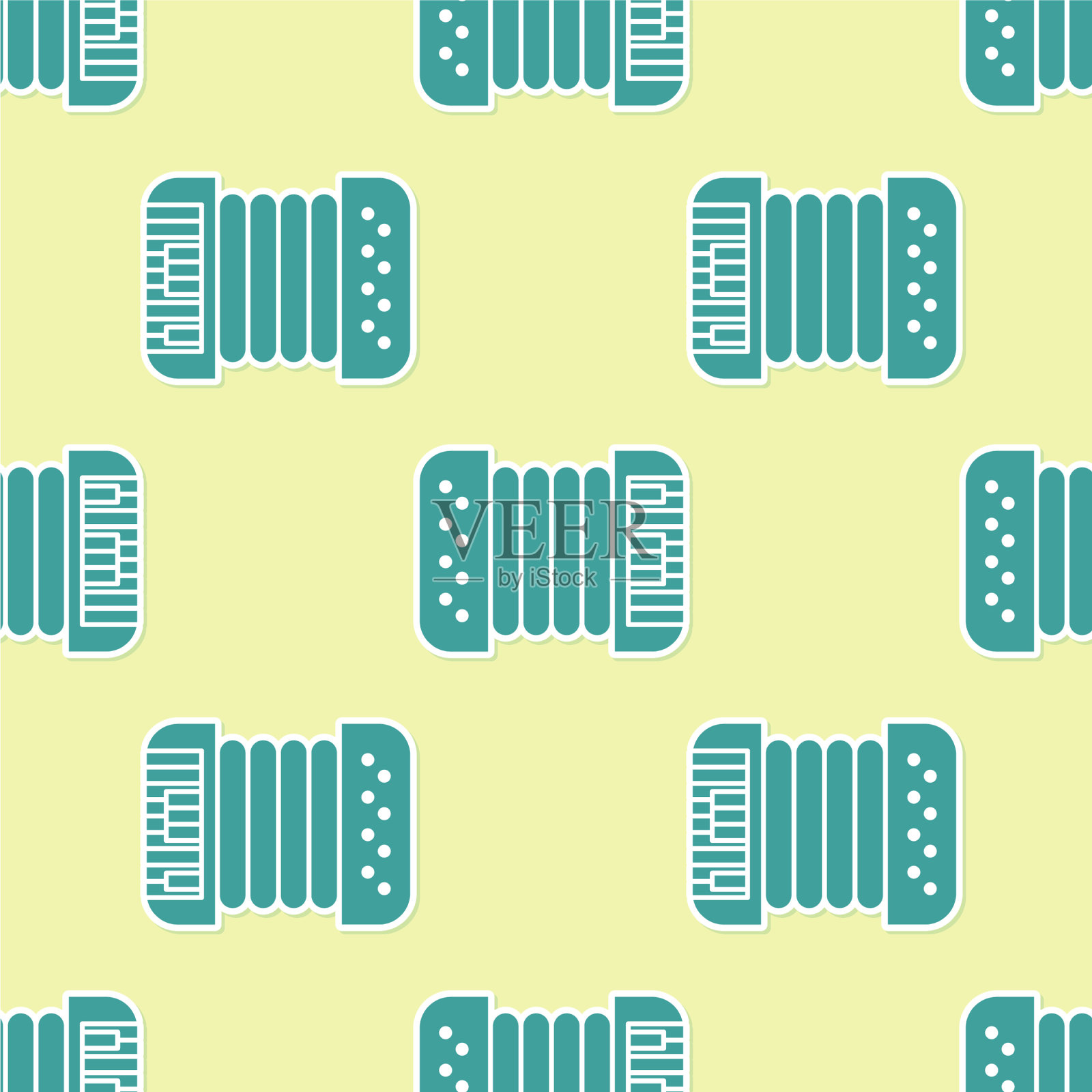 绿色乐器手风琴图标孤立插画图片素材