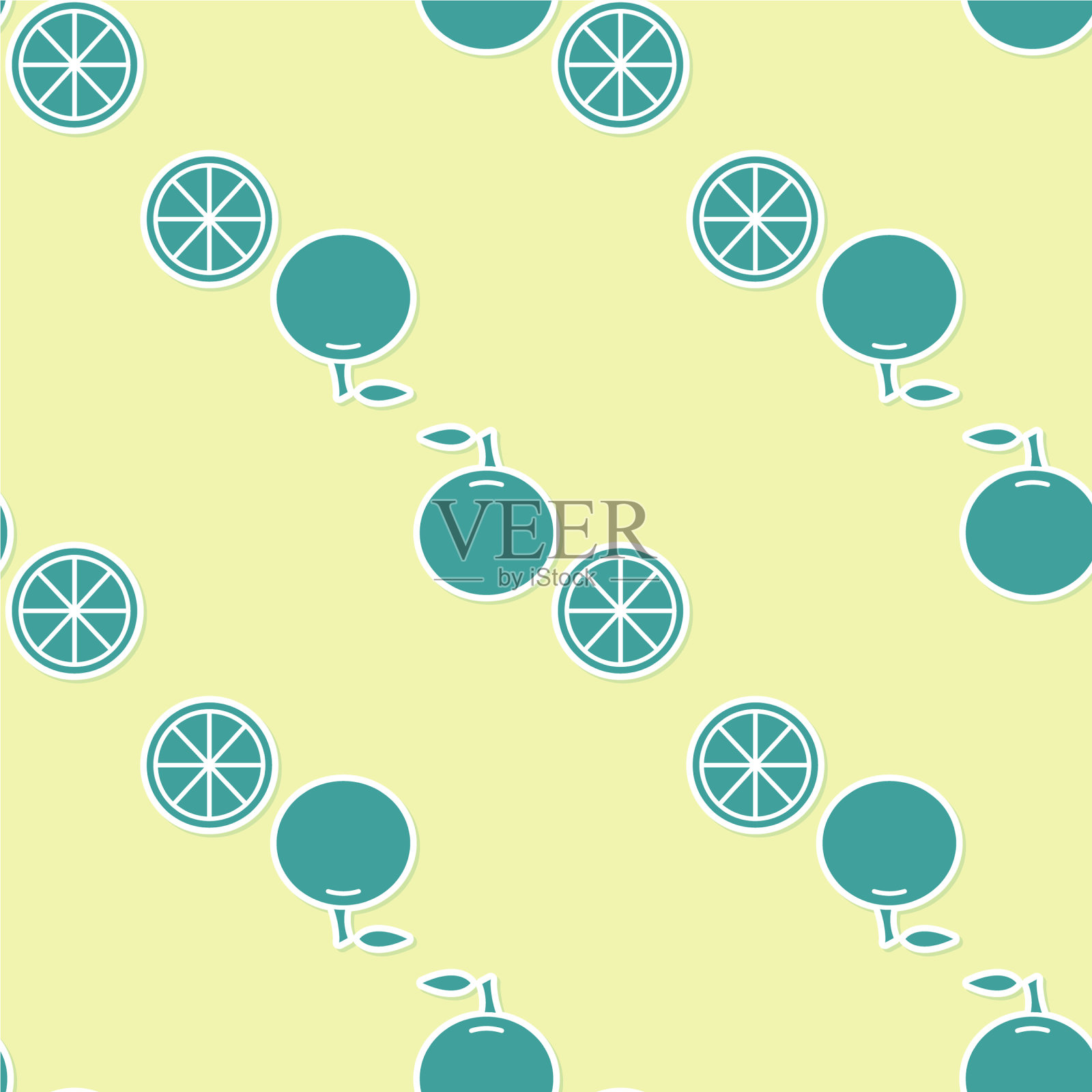 绿橙水果图标隔离无缝模式插画图片素材