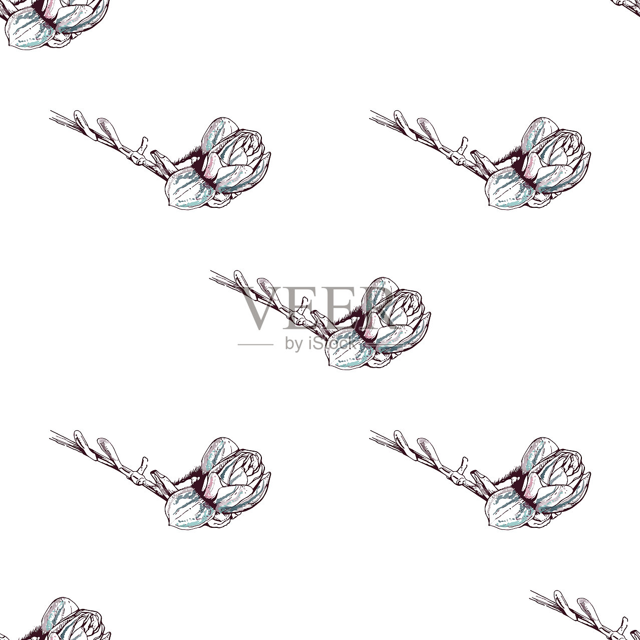 花粉白色浪漫无缝图案插画图片素材