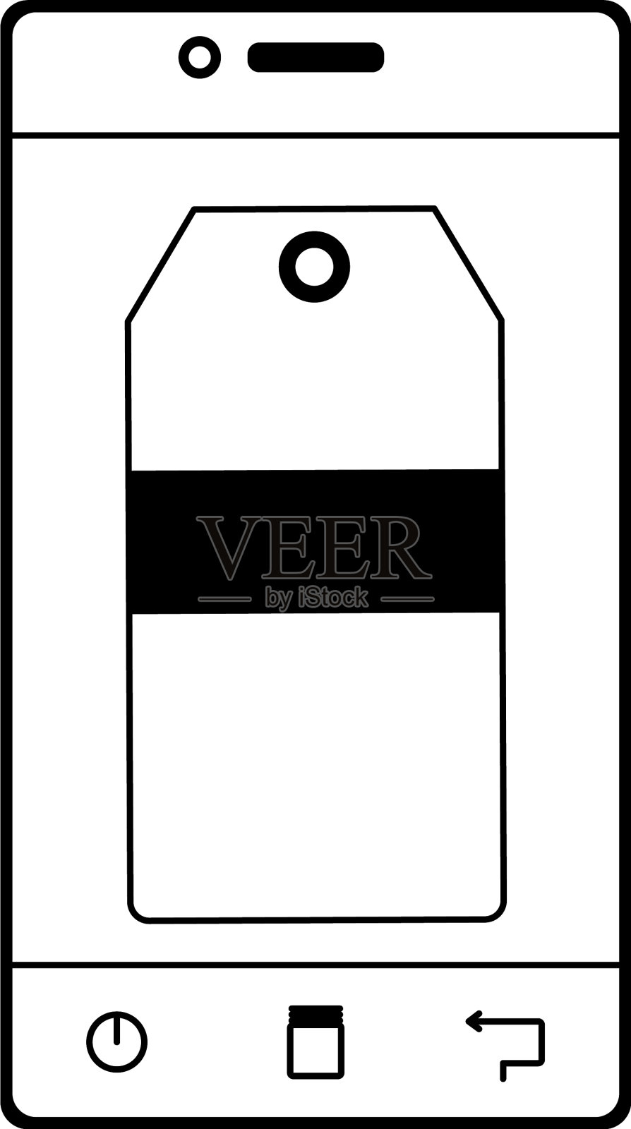 屏幕平面设计上带有价格标签的智能手机插画图片素材