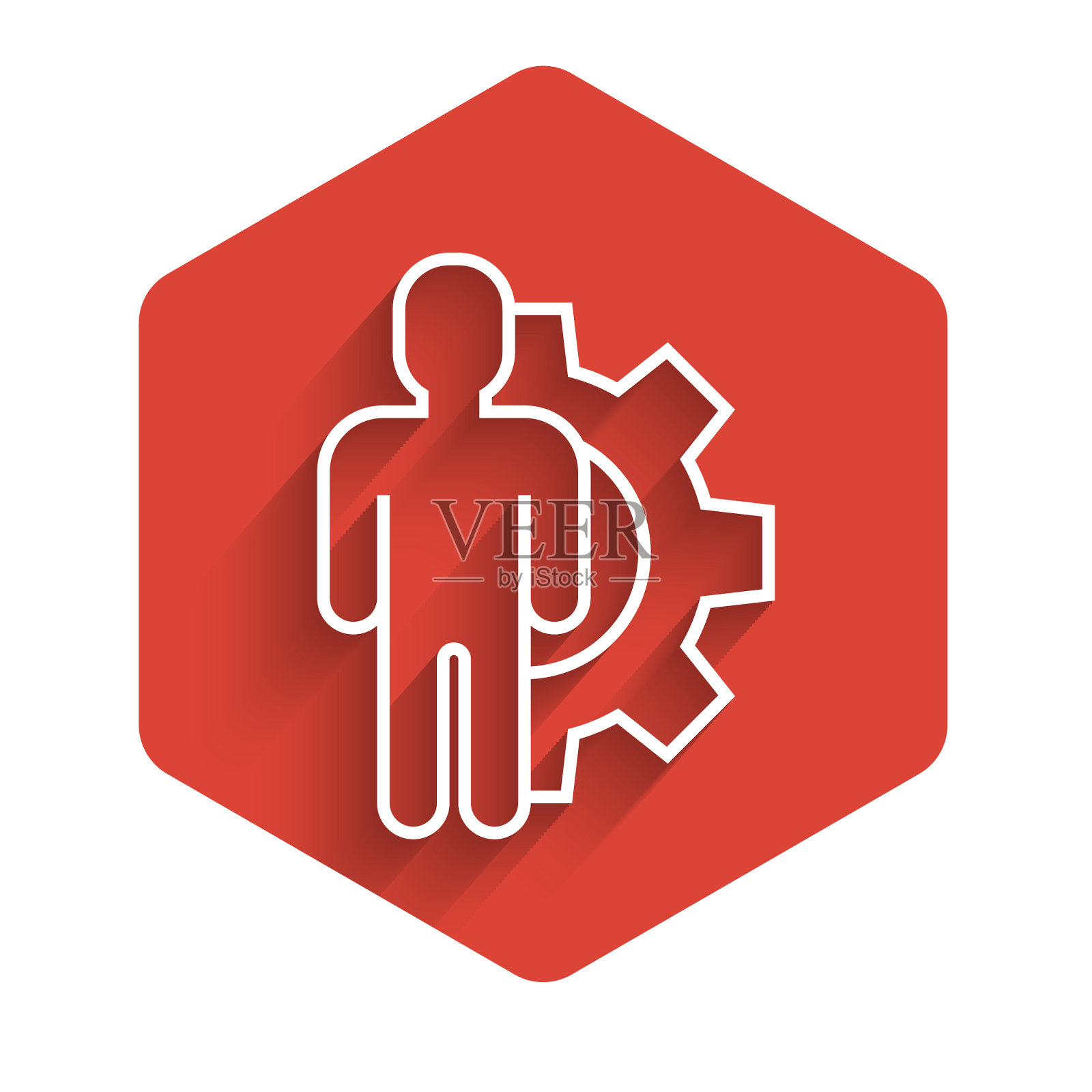 白线人与齿轮内图标隔离图标素材