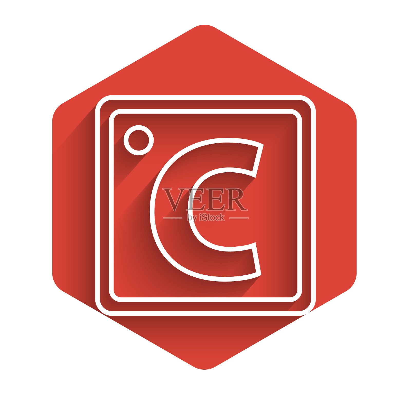 白色线摄氏度图标孤立与长阴影图标素材