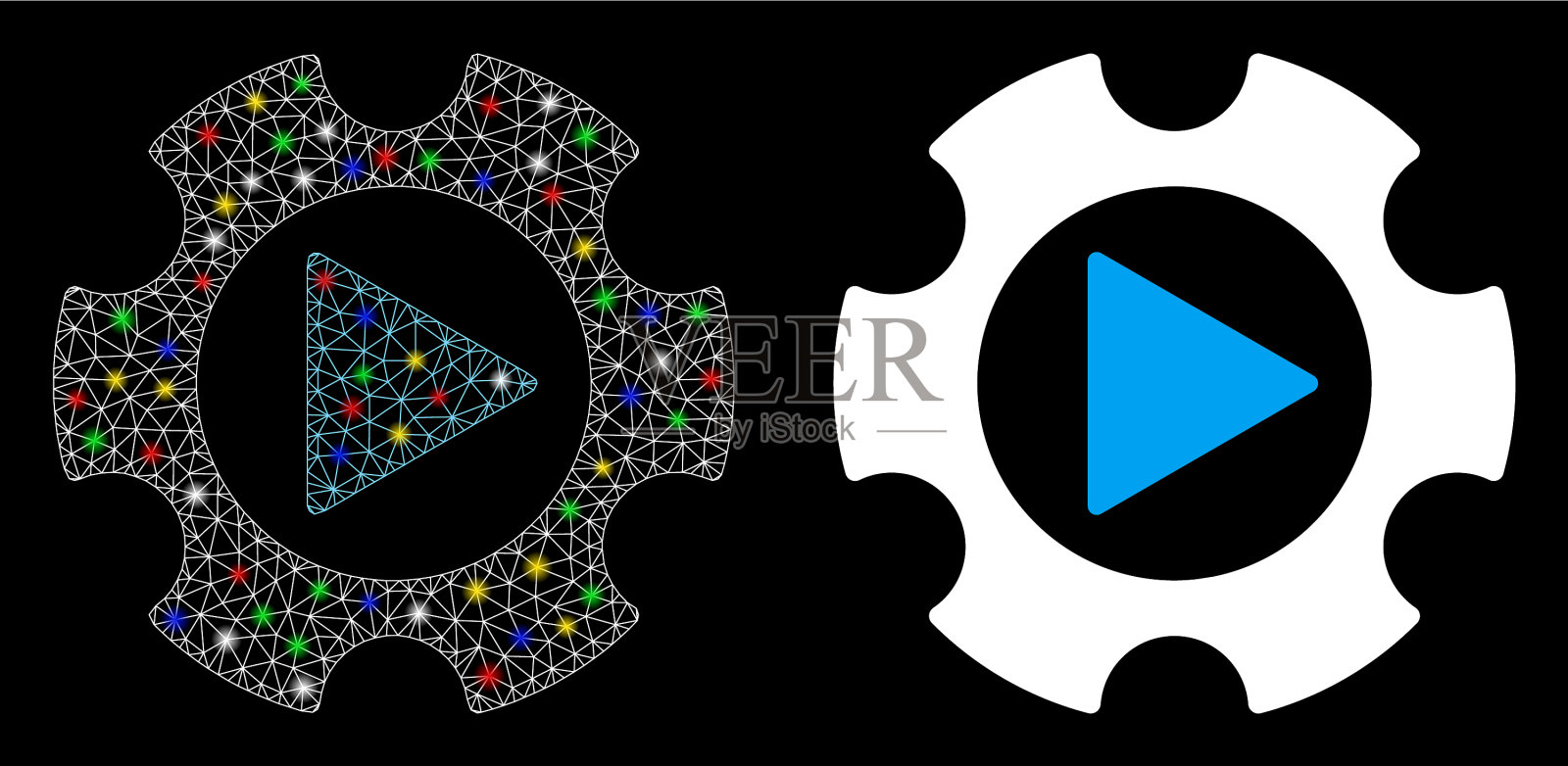 闪光网格2d自动齿轮图标闪光插画图片素材