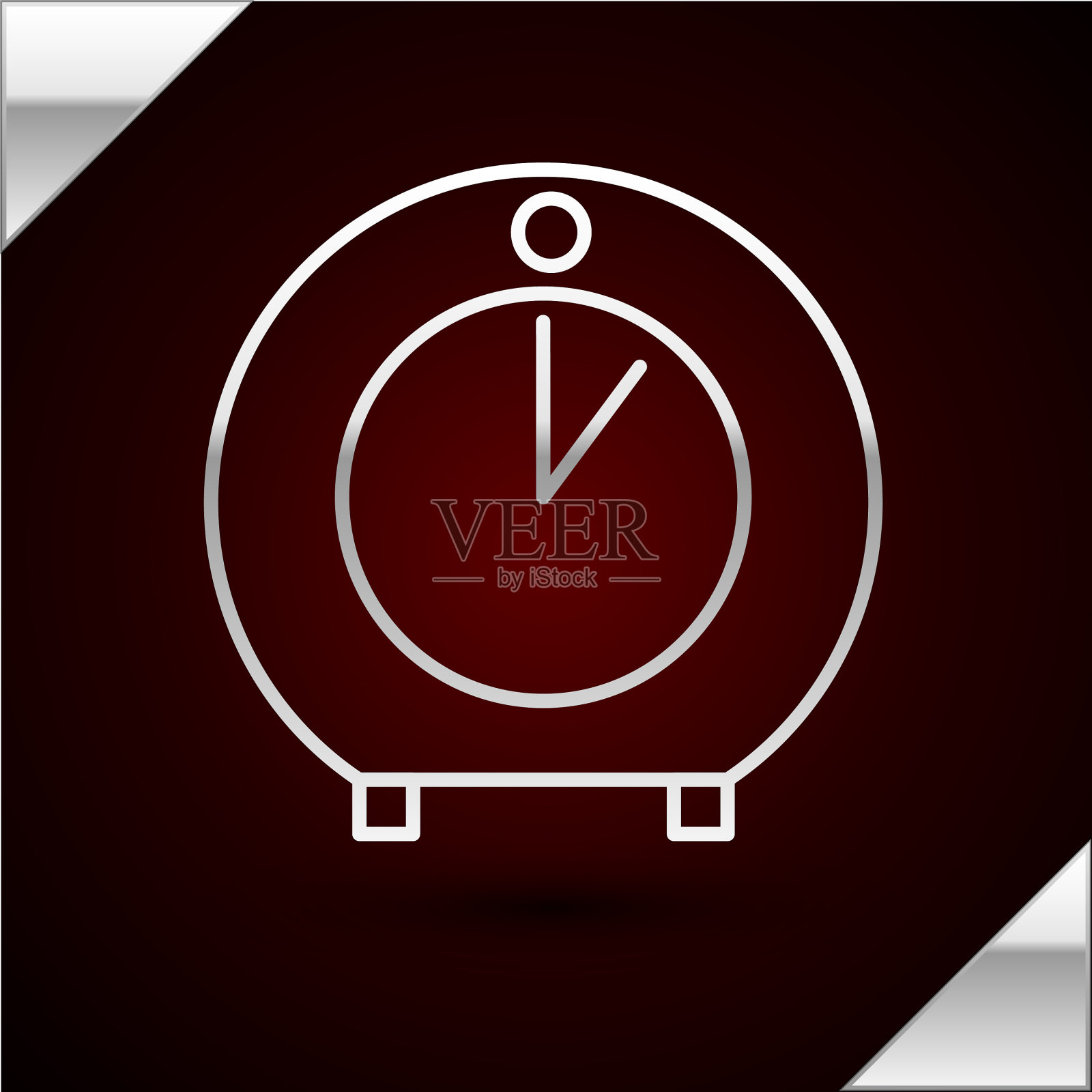 银色线厨房计时器图标孤立在黑暗插画图片素材