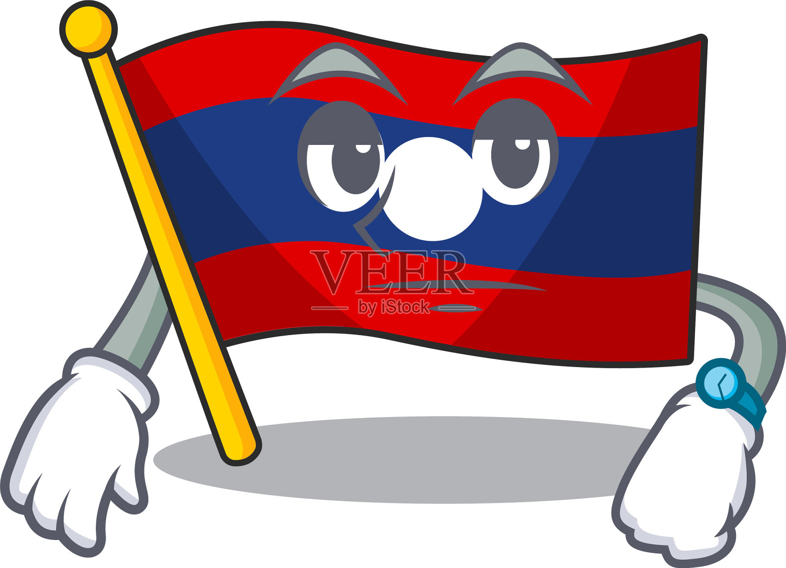 等待手势国旗老挝卷轴上的卡通设计元素图片