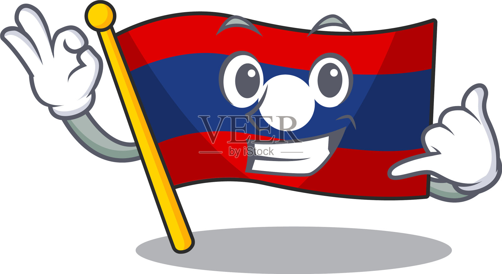 叫我可爱面旗老挝卷轴吉祥物卡通设计元素图片